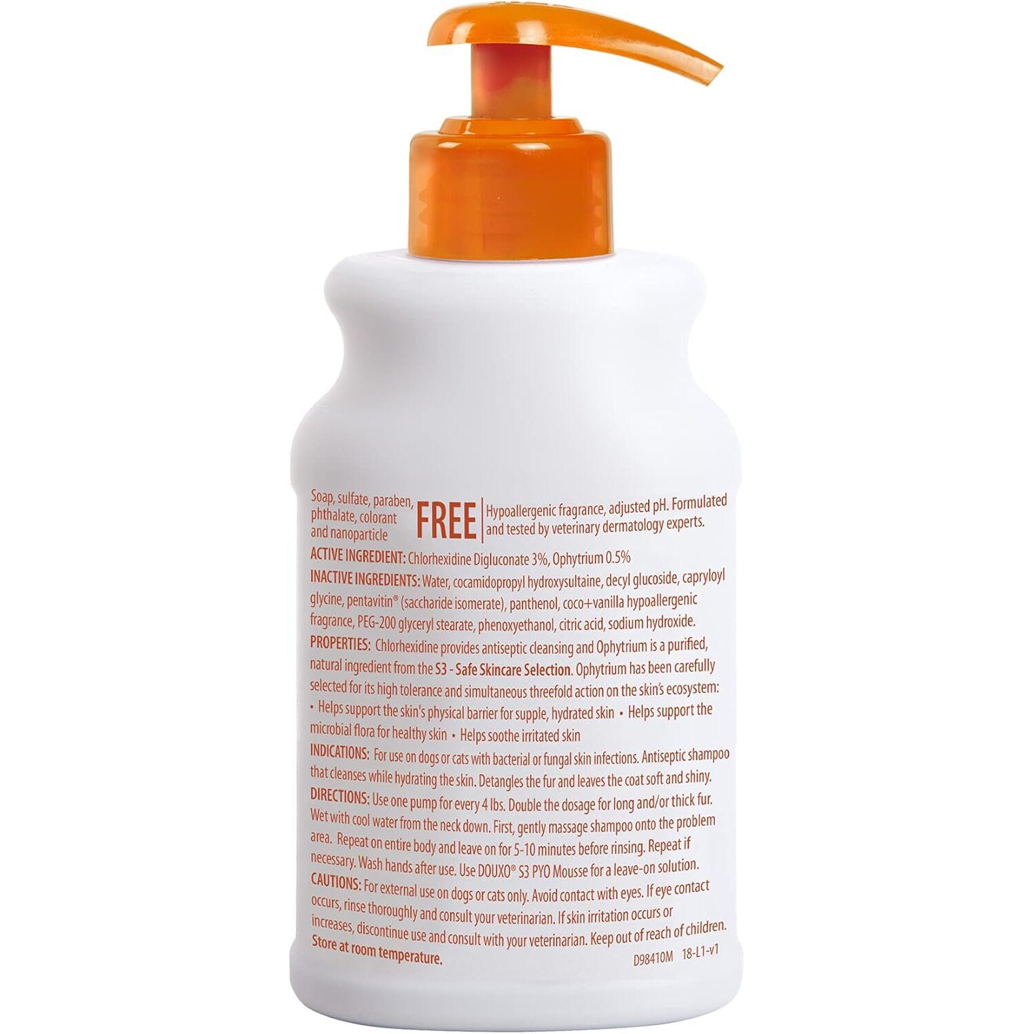 Douxo S3 Pyo Antiseptic Antifungal Chlorhexidine Dog & Cat Shampoo, 6.7-Oz Bottle