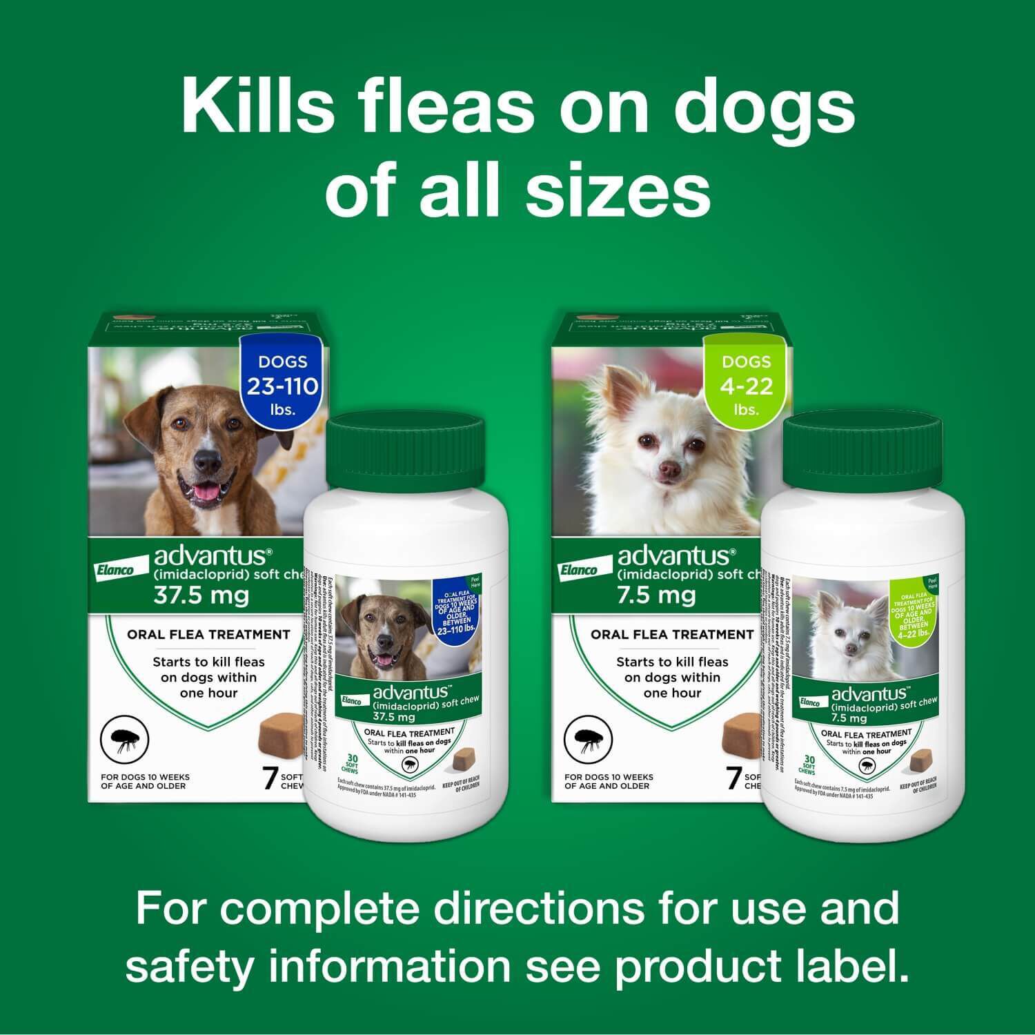 Advantus Chewable Oral Flea Treatment For Dogs, 23-110 Lbs Pet