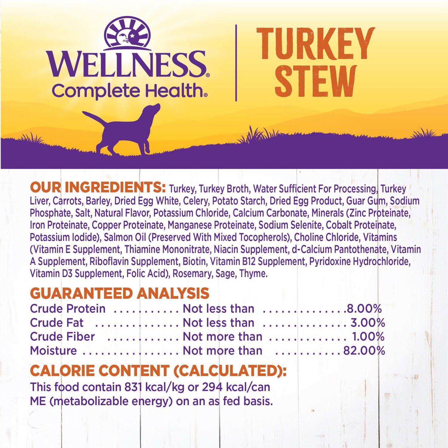 Wellness Complete Health Canned Wet Dog Food, Turkey Stew, 12.5-Ounce Can