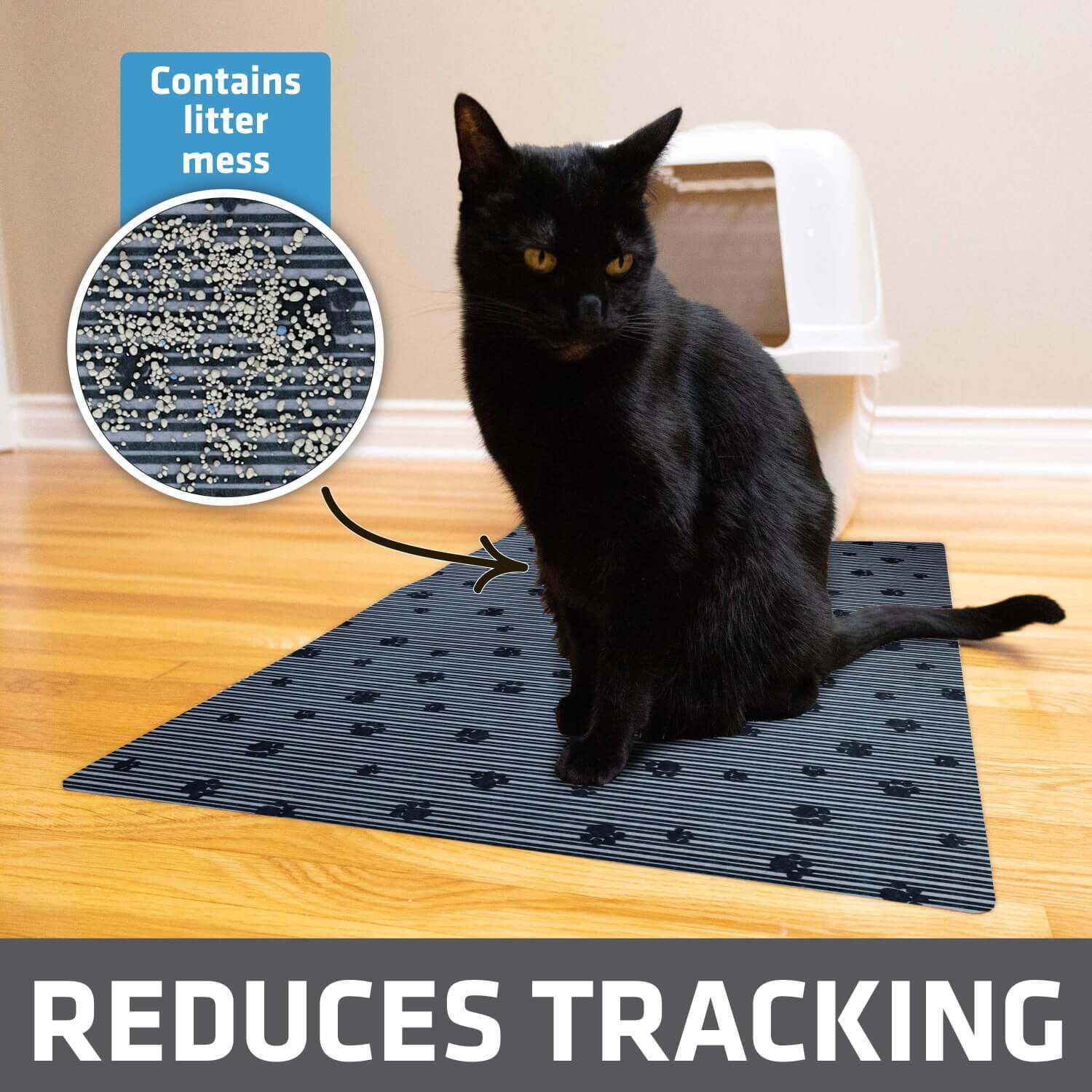 Drymate Original Cat Litter Mat - Gray Stripe/Black Paw