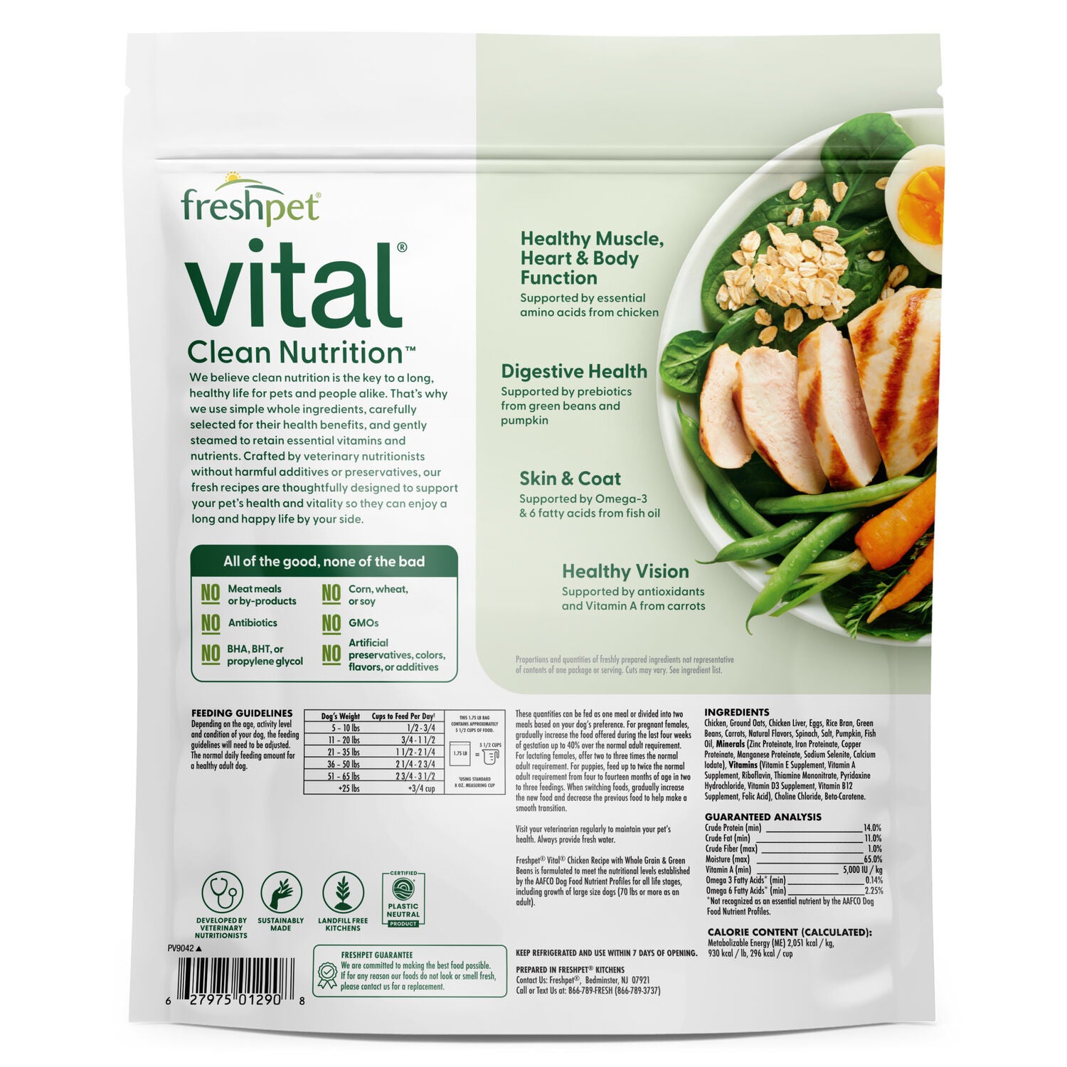 Freshpet Vital Chicken Recipe With Whole Grains & Green Beans Fresh Dog Food, 1.75-Lb 