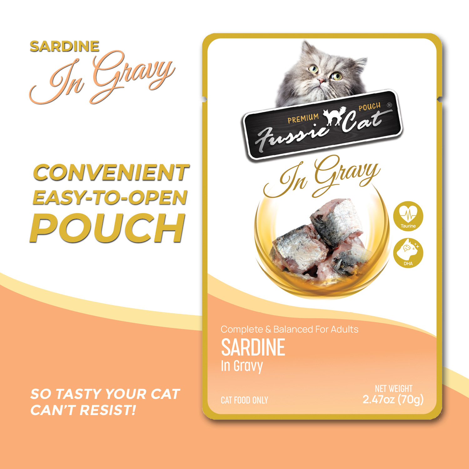 Fussie Cat Premium Sardine In Gravy Wet Cat Food, 2.47Oz