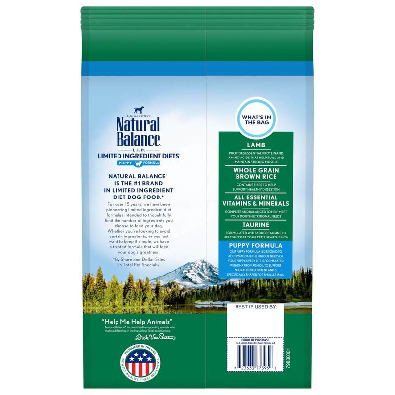 Natural Balance Limited Ingredient Lamb & Brown Rice Recipe Dry Dog Food For Puppies