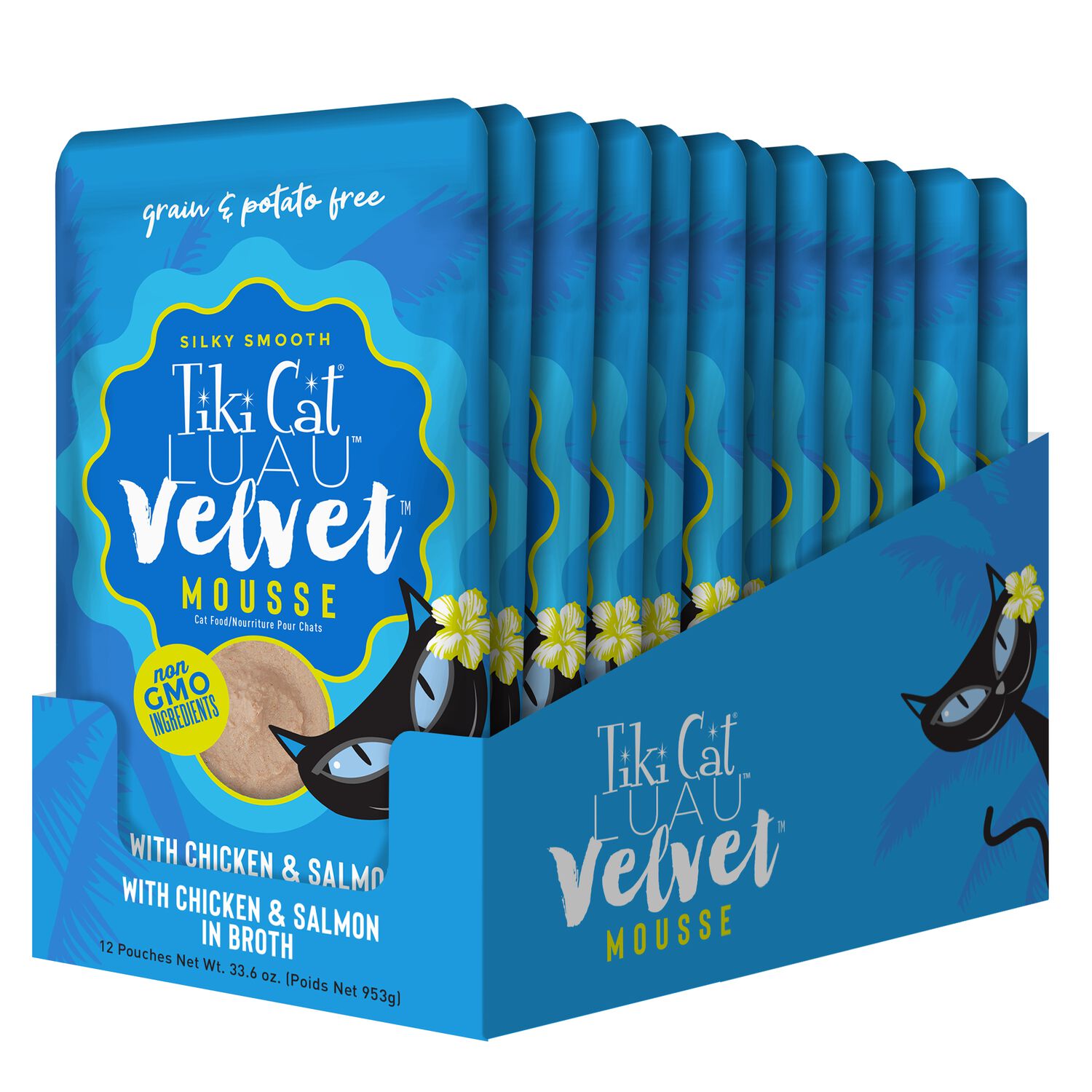 Tiki Cat Luau Velvet Mousse Wet Cat Food, Chicken & Salmon, 2.8-Oz Pouch 12-Count
