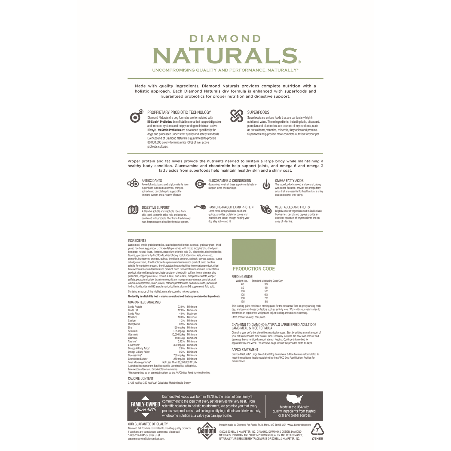 Diamond Naturals Large Breed Adult Lamb & Rice Formula Dry Dog Food, 40-Lb Bag