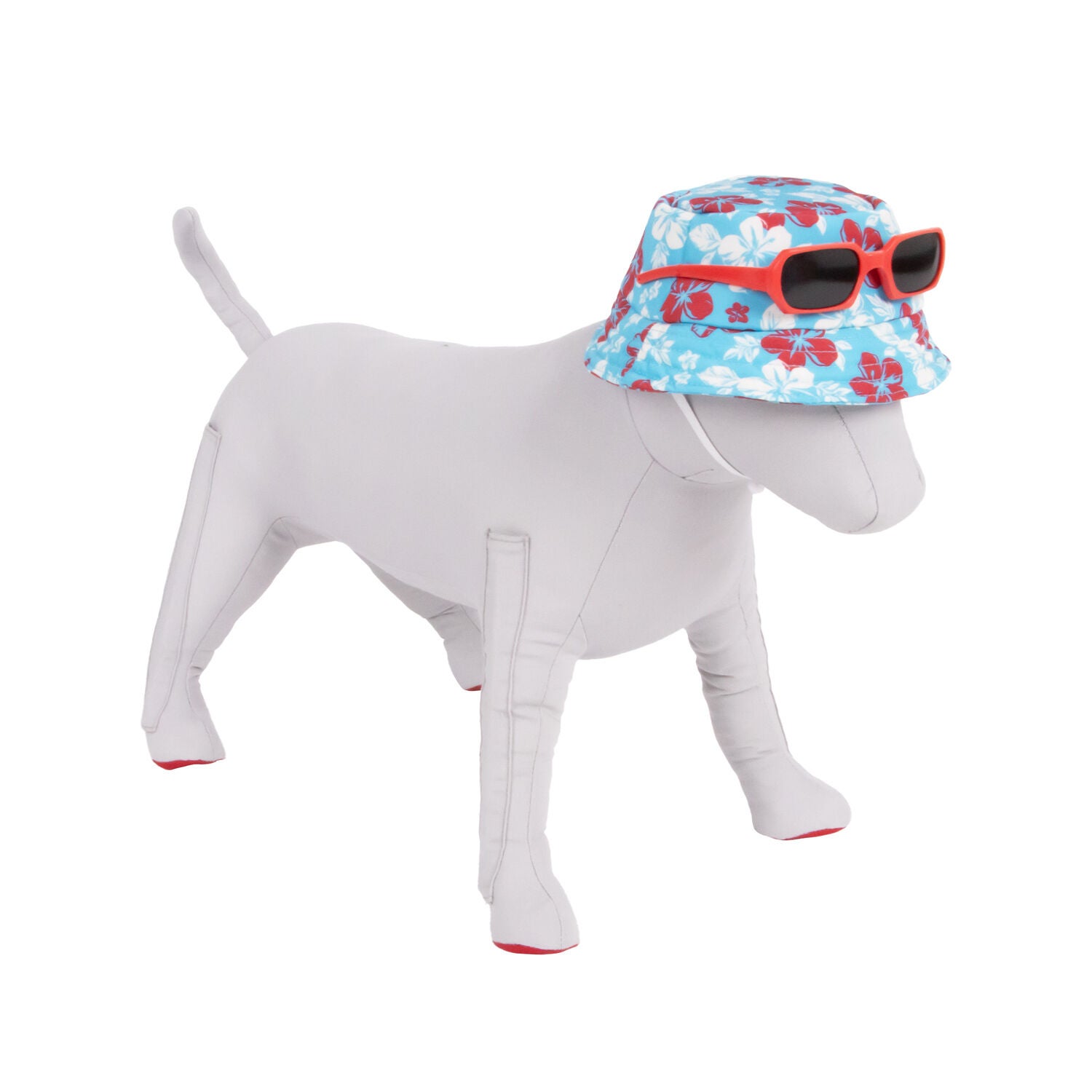 Bailey & Bella Blue Hibiscus Print Bucket Dog Hat, Medium/Large