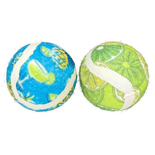Margaritaville Tennis Ball Cat Toys, 2 Pack, Assorted Colors