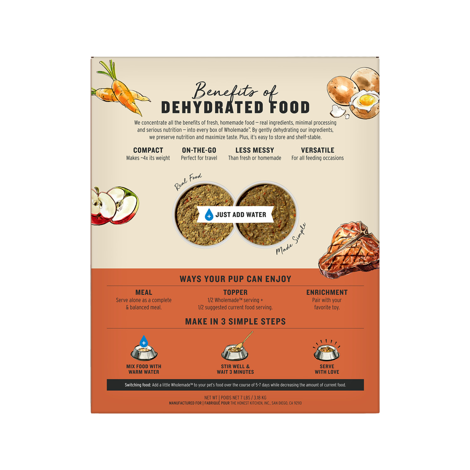 The Honest Kitchen Wholemade Whole Grain Beef & Oat Recipe Dehydrated Dog Food, 1.5-Oz Pack Of 10