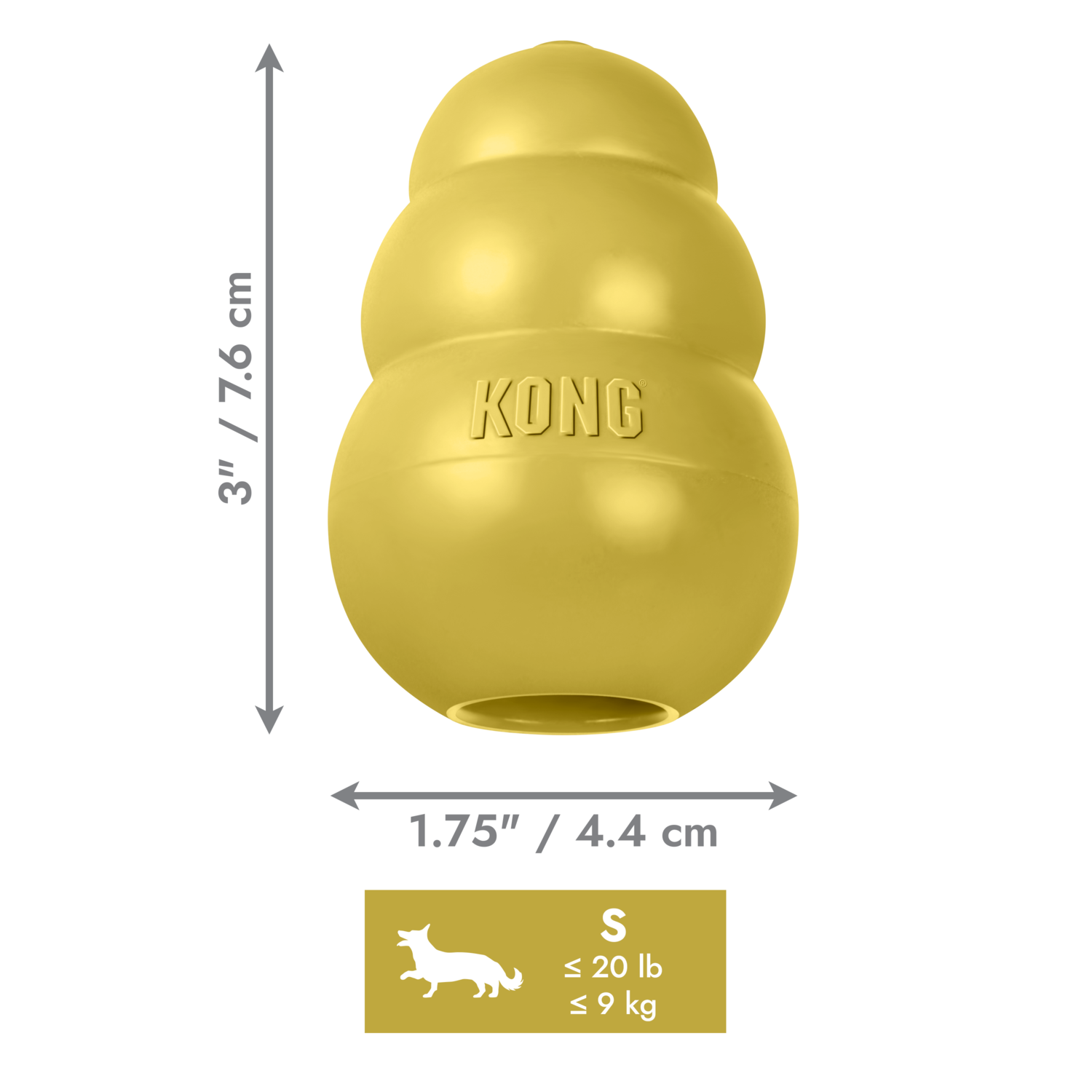 Kong Classic Tough & Durable Rubber Dog Chew Toy, Gold, Large