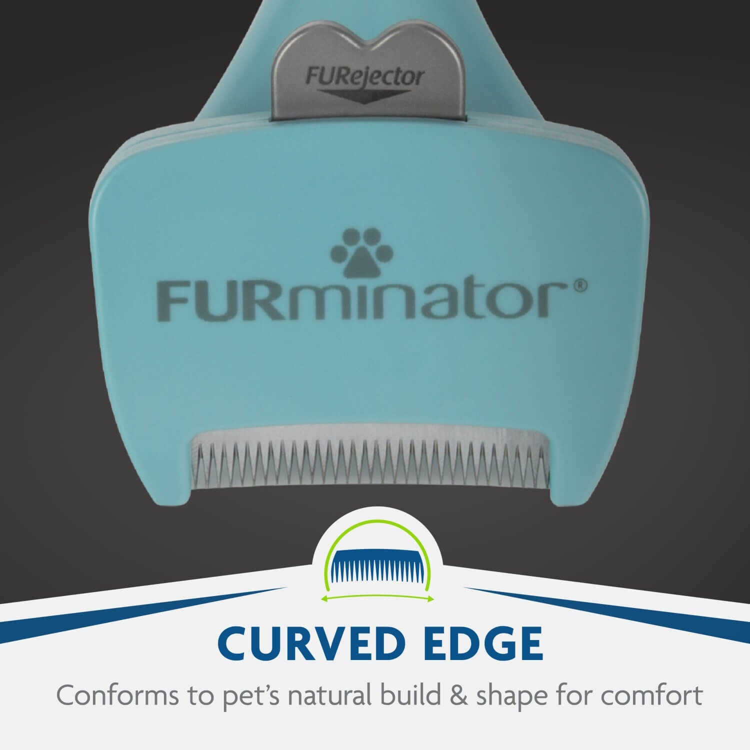 Furminator Undercoat Deshedding Cat Grooming Tool For Cats With Long Hair, Black/Blue, Small