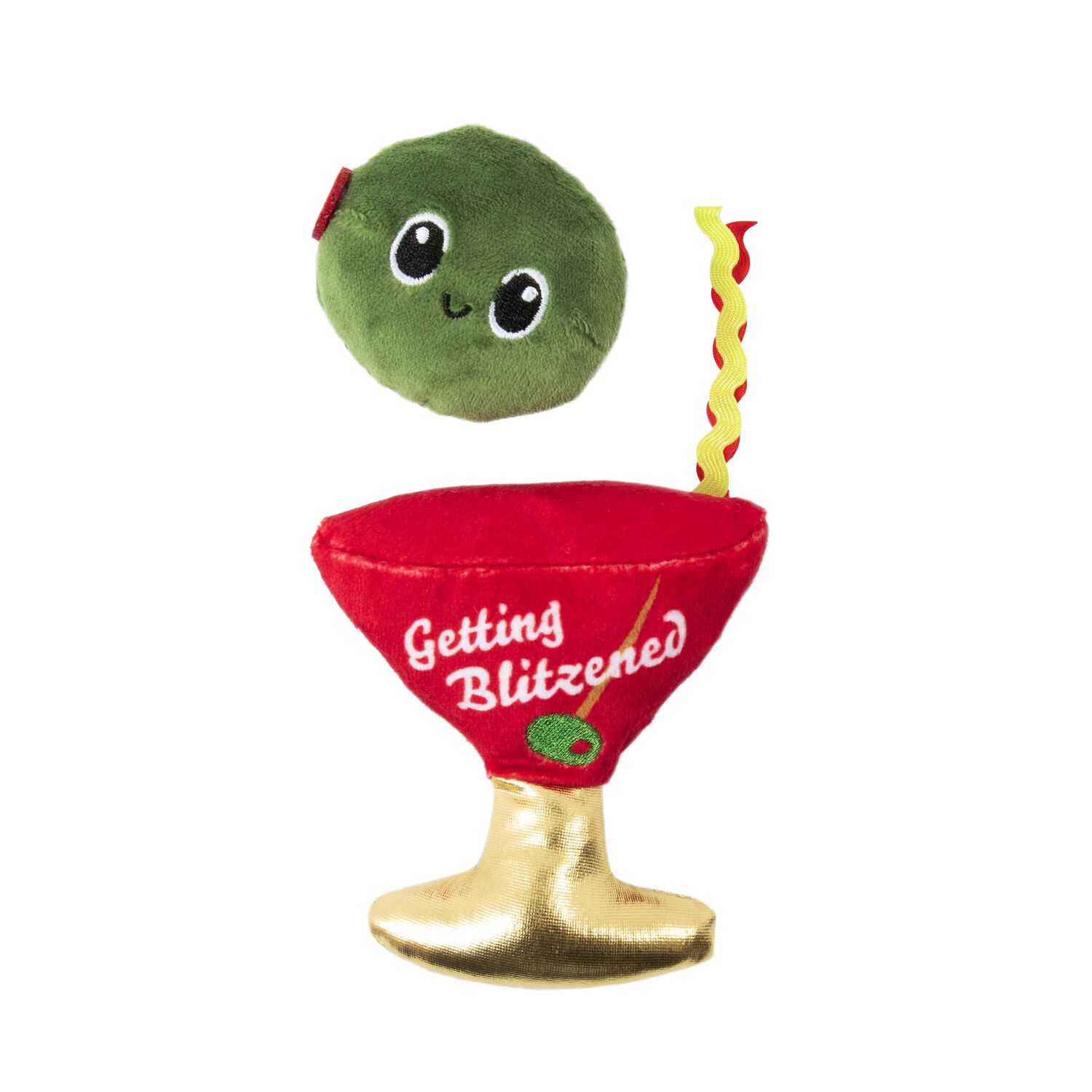 Quirky Kitty Holiday Cheer Get Blitzened Martini Glass Plush Catnip Filled Cat Toys, 2-Pack