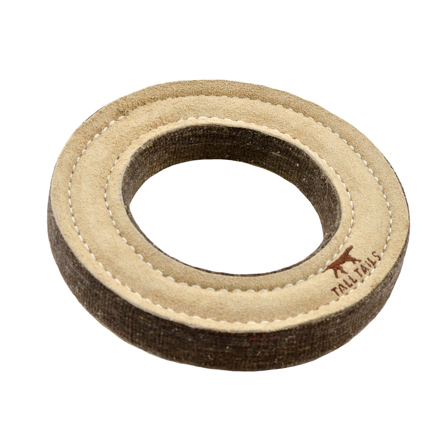 Tall Tails Natural Leather & Wool Ring Durable Dog Toy, 7"