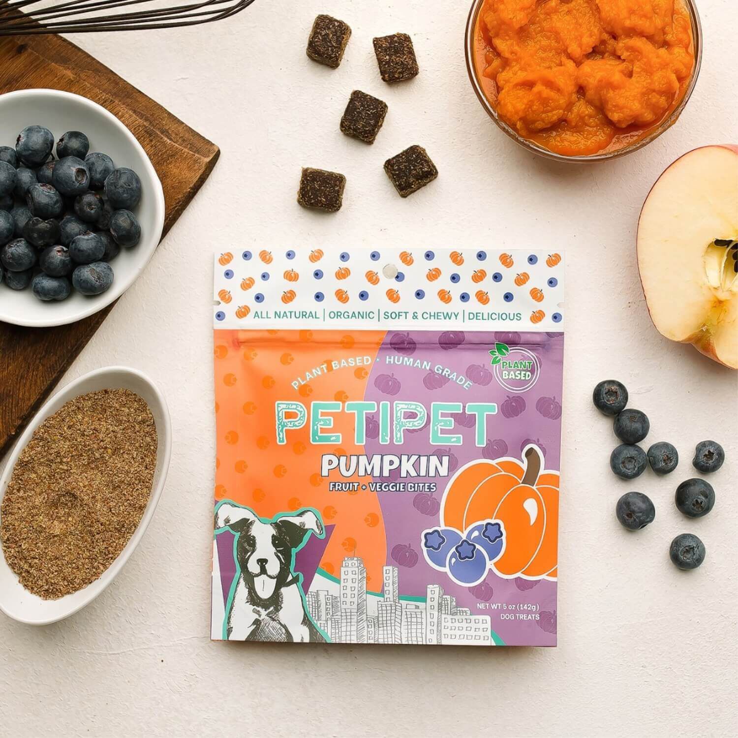 Petipet Organic All Natural Pumpkin Fruit & Veggie Bites Dog Treats