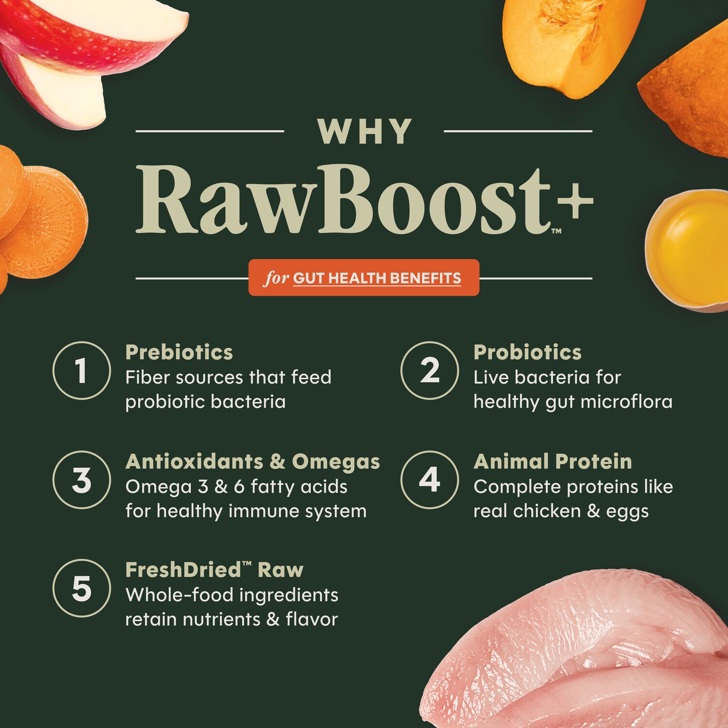 Instinct Raw Boost Gut Health Adult Dry Dog Food, Grain-Free Chicken Recipe, 3.5-Lb