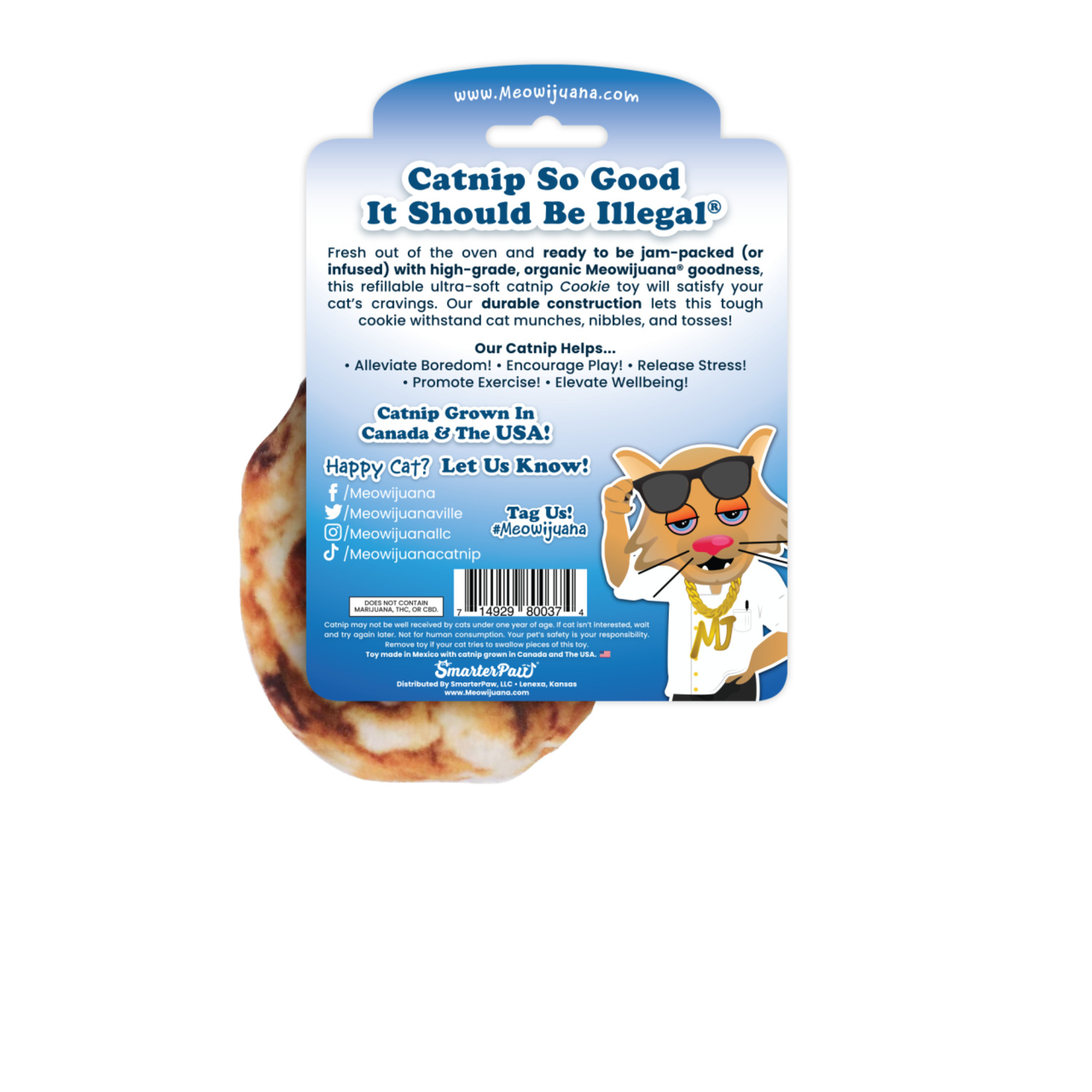 Meowijuana "Get Baked" Cookie Refillable Catnip Cat Toy