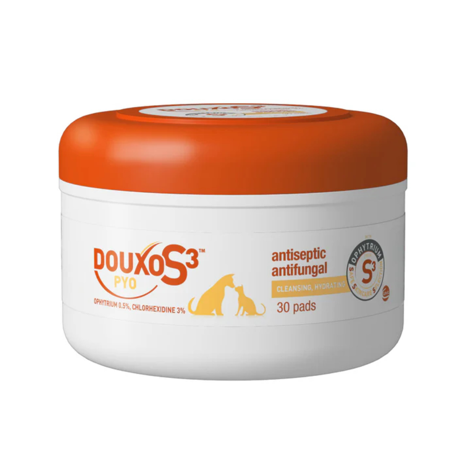 Douxo S3 Pyo Antiseptic Antifungal Chlorhexidine Dog & Cat Cleansing Wipes, 30 Count