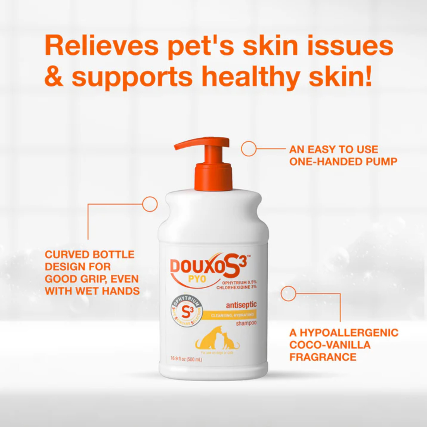 Douxo S3 Pyo Antiseptic Antifungal Chlorhexidine Dog & Cat Shampoo, 6.7-Oz Bottle