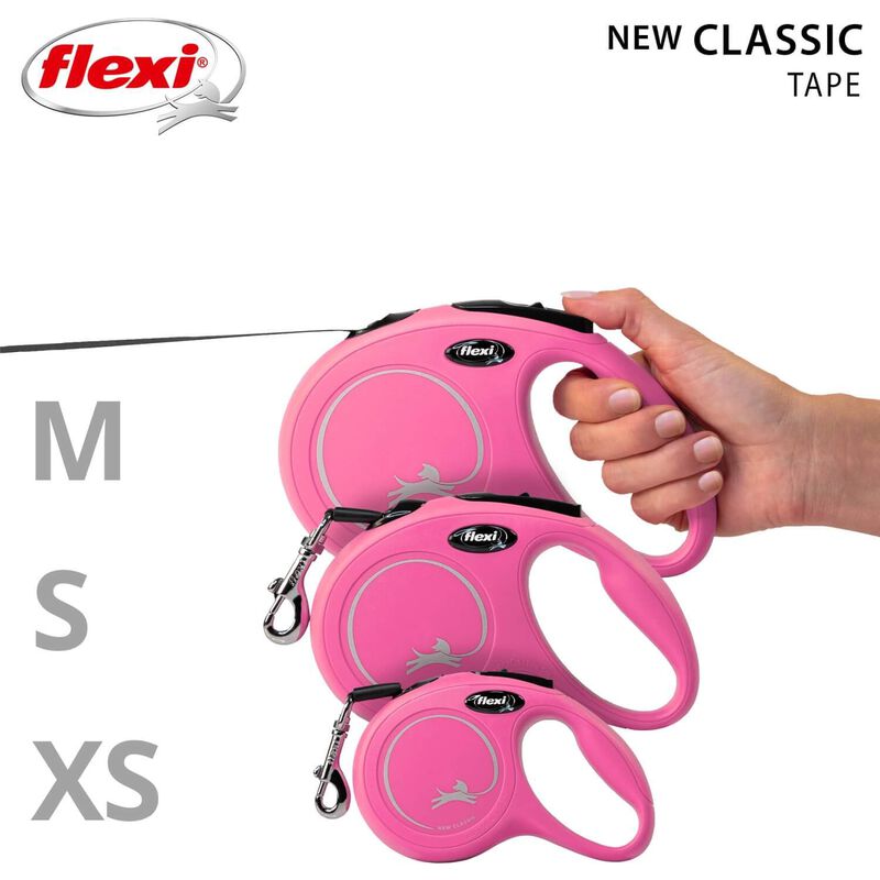 Flexi Classic Tape Retractable Dog Leash - Pink, 16'