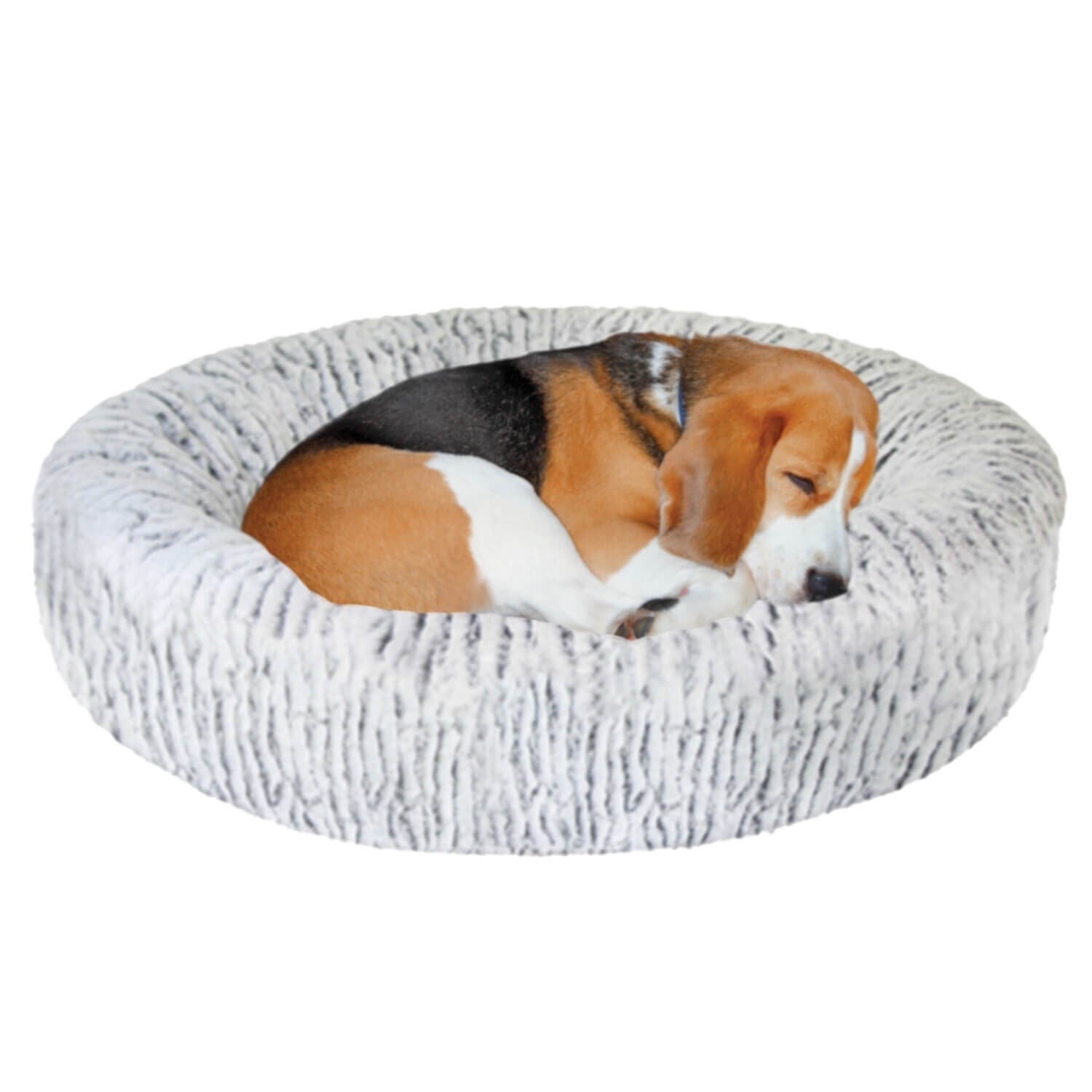 Sleep Zone Ethical Products Two-Tone Plush Pet Bed - White/Black, 18"
