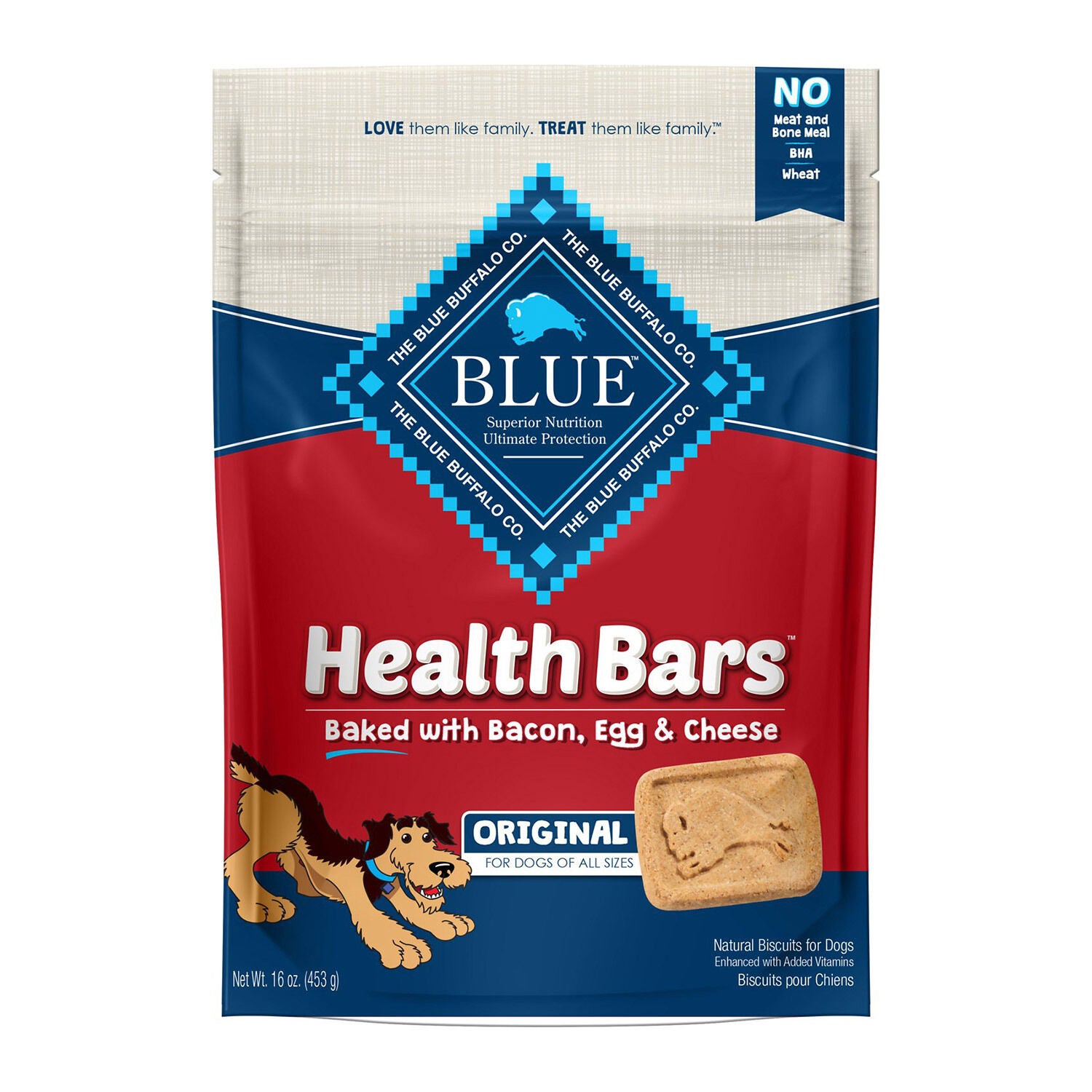 Blue Buffalo Health Bars Baked With Bacon, Egg & Cheese Biscuits Dog Treats