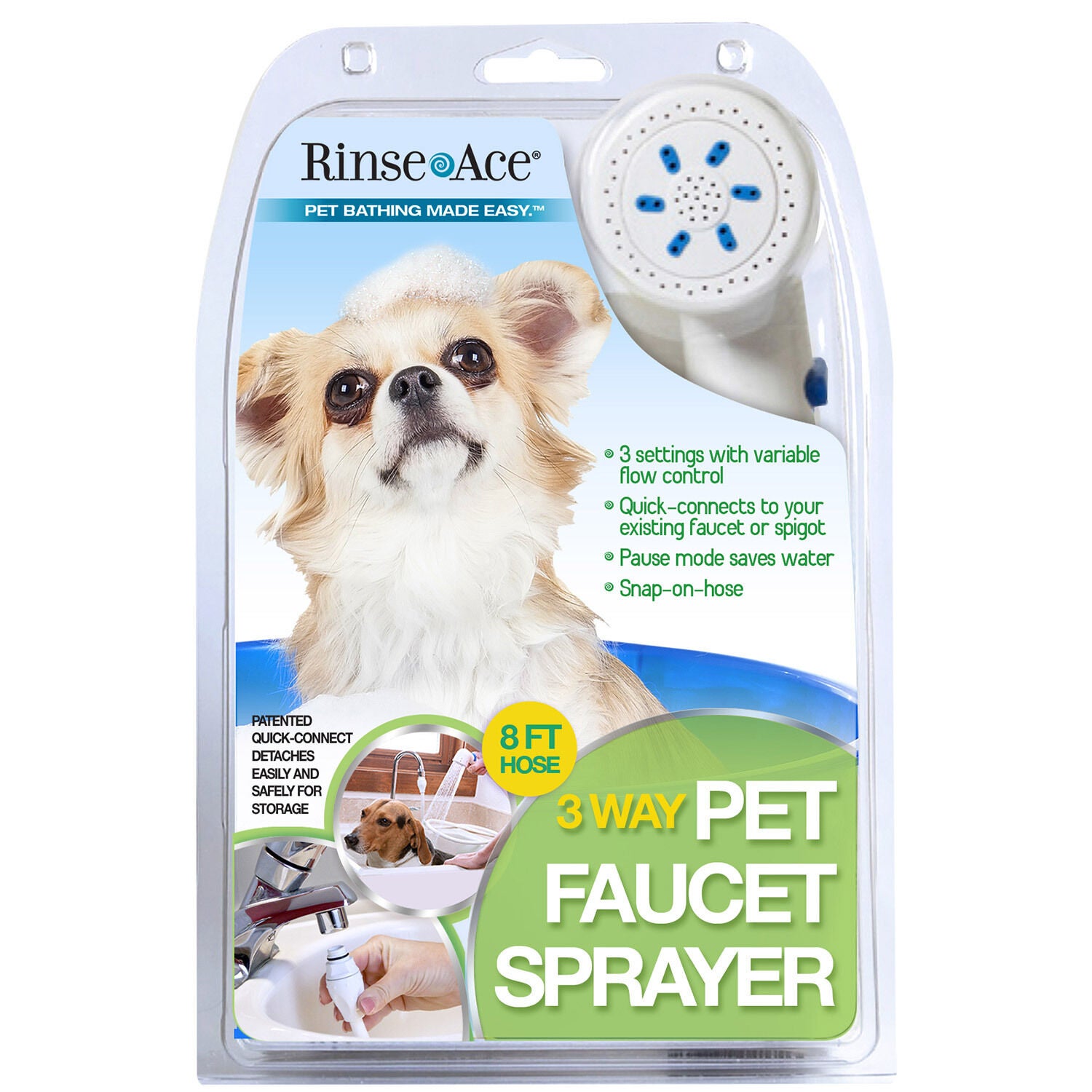 Rinse Ace Indoor/Outdoor 3-Way Pet Faucet Sprayer Pet Supermarket