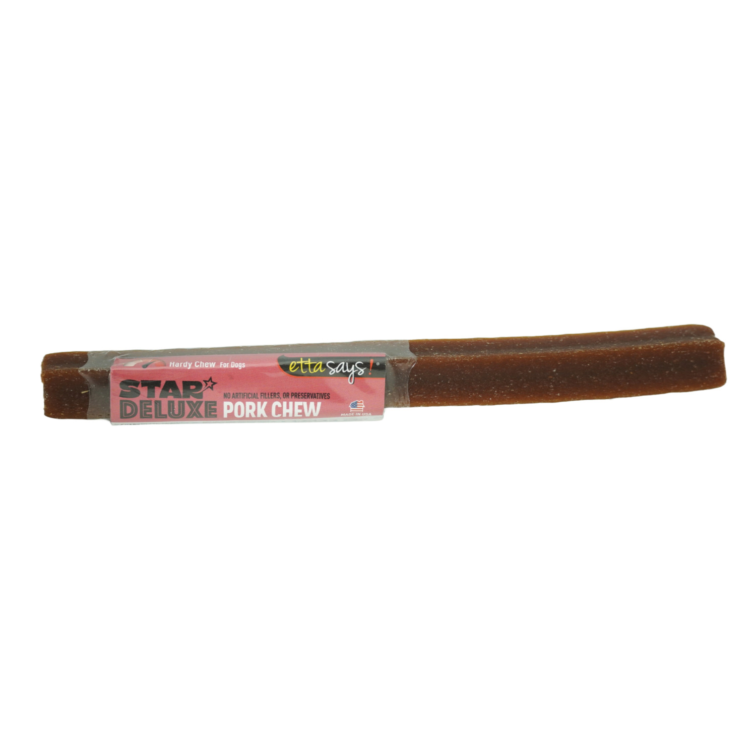 Etta Says! Star Deluxe Rawhide-Free Natural Dog Chew Treat, Pork Flavor, 7-Inch