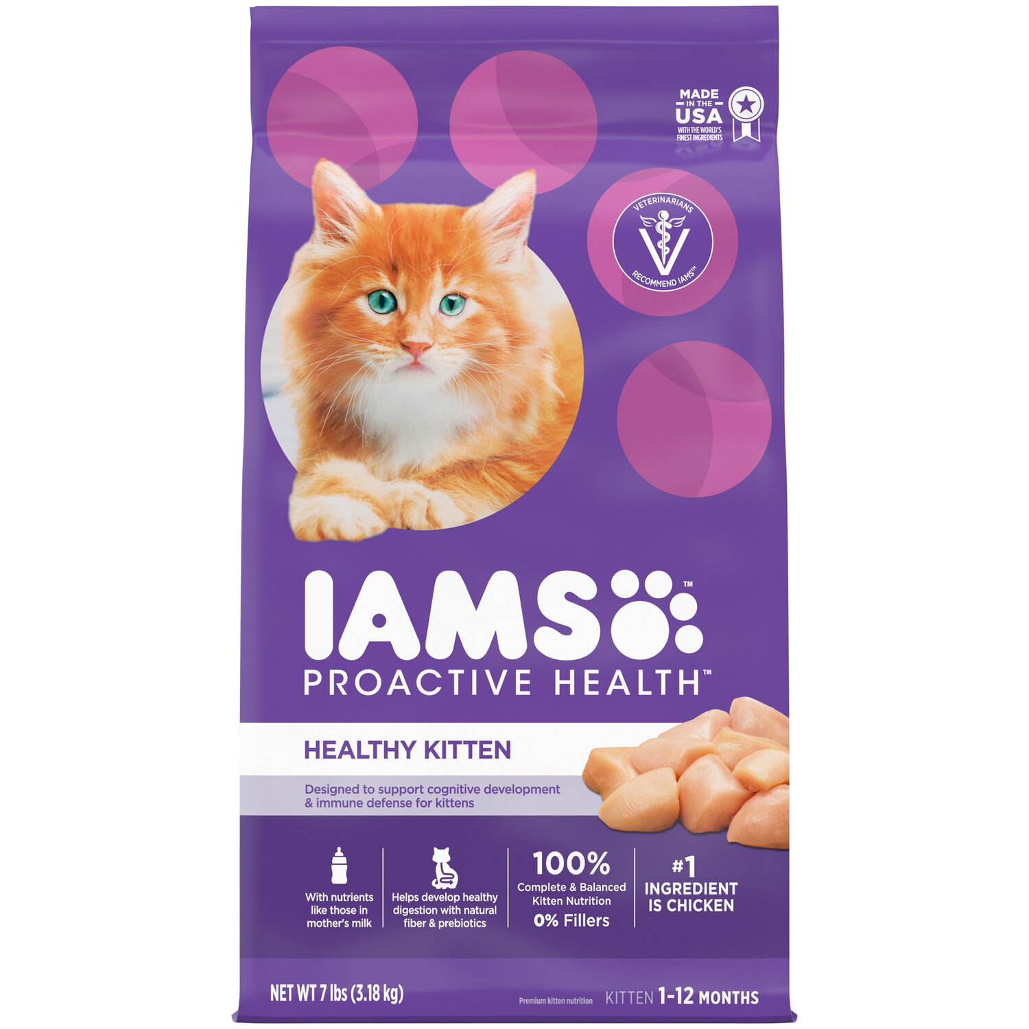 Iams Proactive Health Healthy Kitten Dry Cat Food, Chicken Flavor, 7-Lb Bag