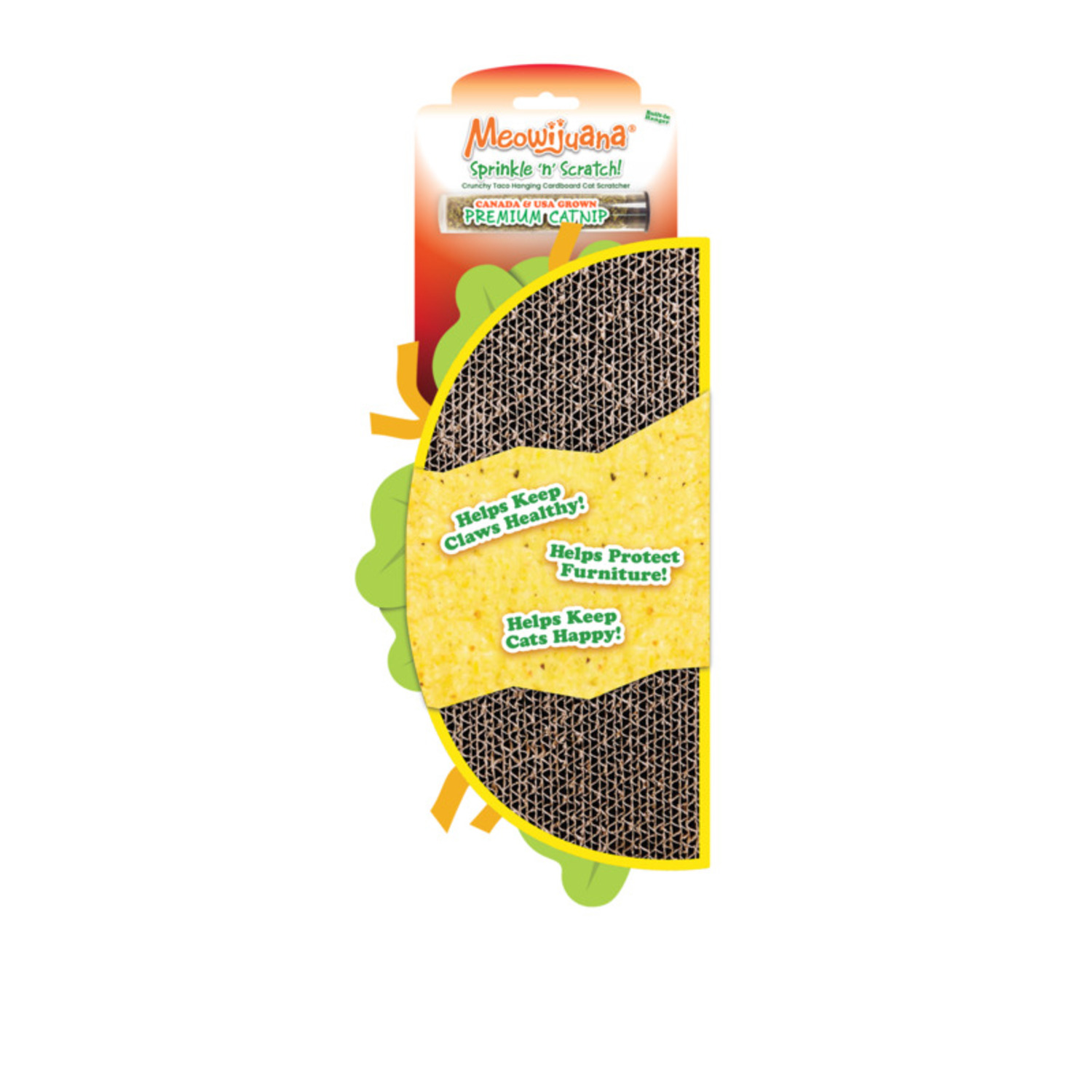 Meowijuana Sprinkle &lsquo;N&rsquo; Scratch Taco Hanging Cardboard Scratcher Cat Toy