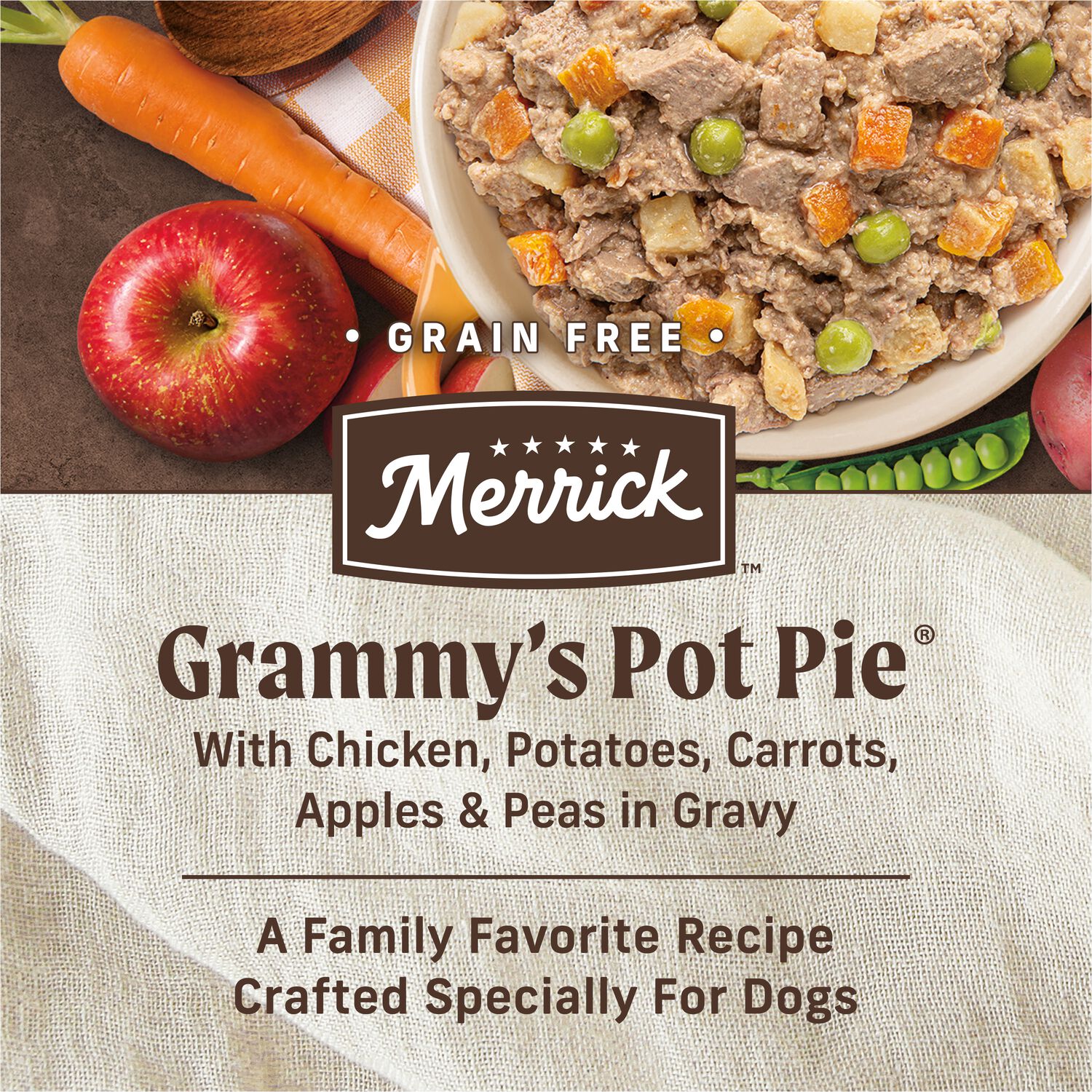 Merrick Grain-Free Premium And Wholesome Gluten Free Canned Adult Dog Food, Grammy&rsquo;S Pot Pie Receipe, 12.7-Oz Can