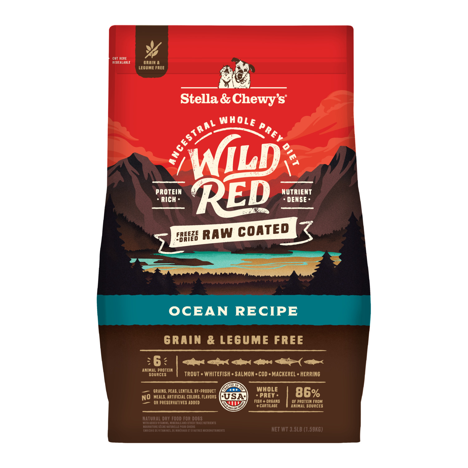Stella & Chewy's Wild Red Raw Coated Kibble For Dogs Grain-Free Dry Dog Food, Ocean Recipe