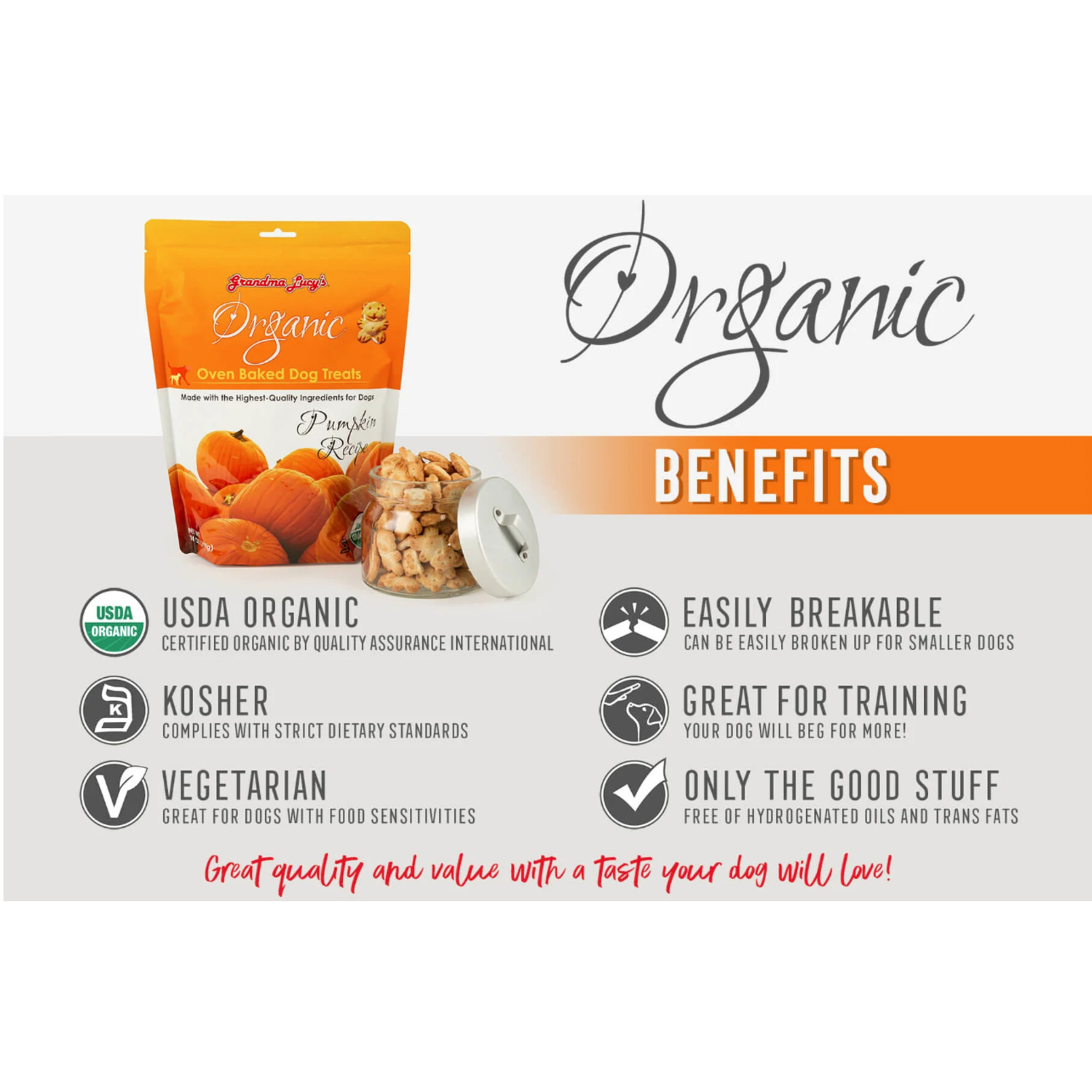 Grandma Lucys Organic Baked Dog Treats, Pumpkin Recipe - 14Oz