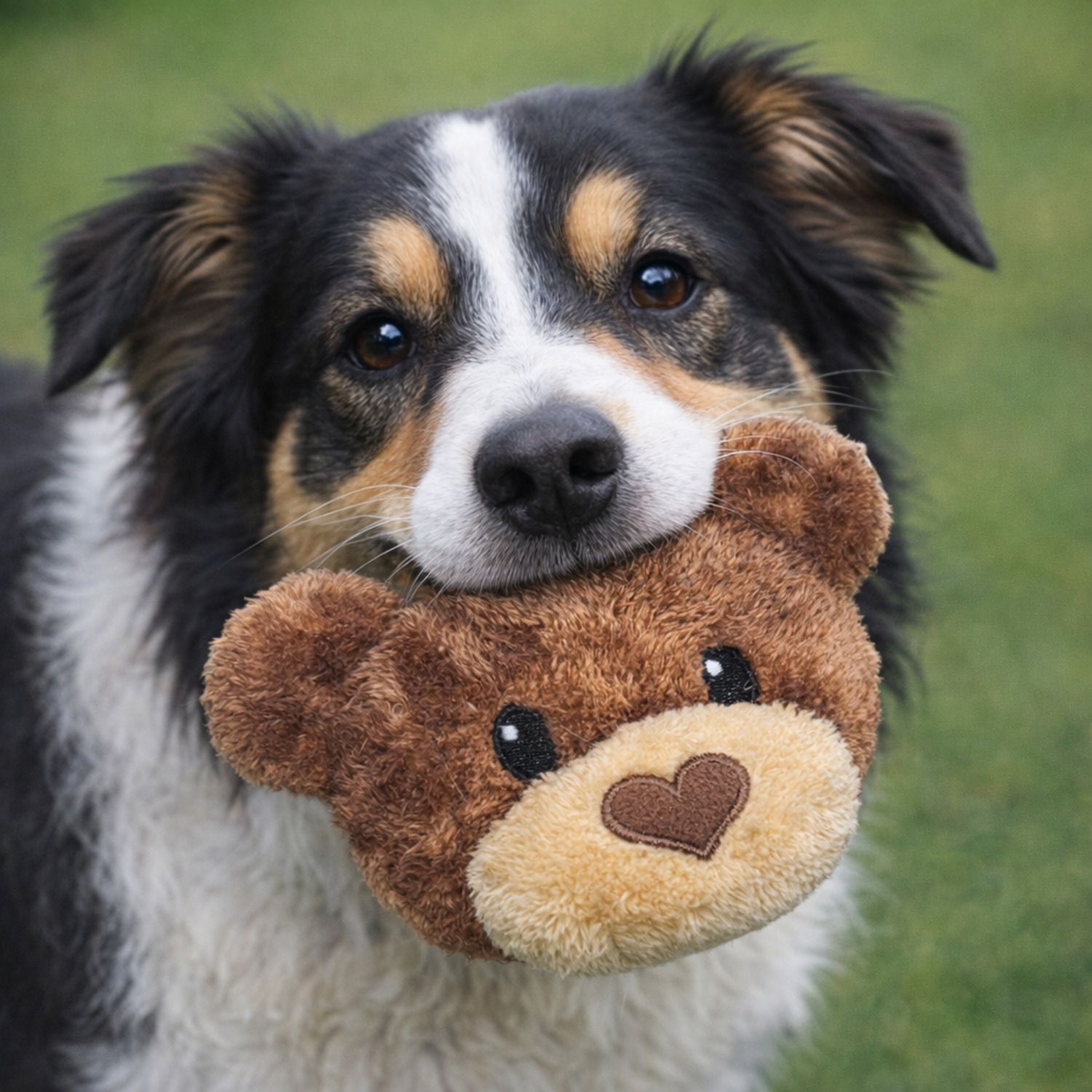 Pet Supermarket Charity Bear A Heart For Every Paw Plush Squeaky Dog Toy, 6.5" - Brown