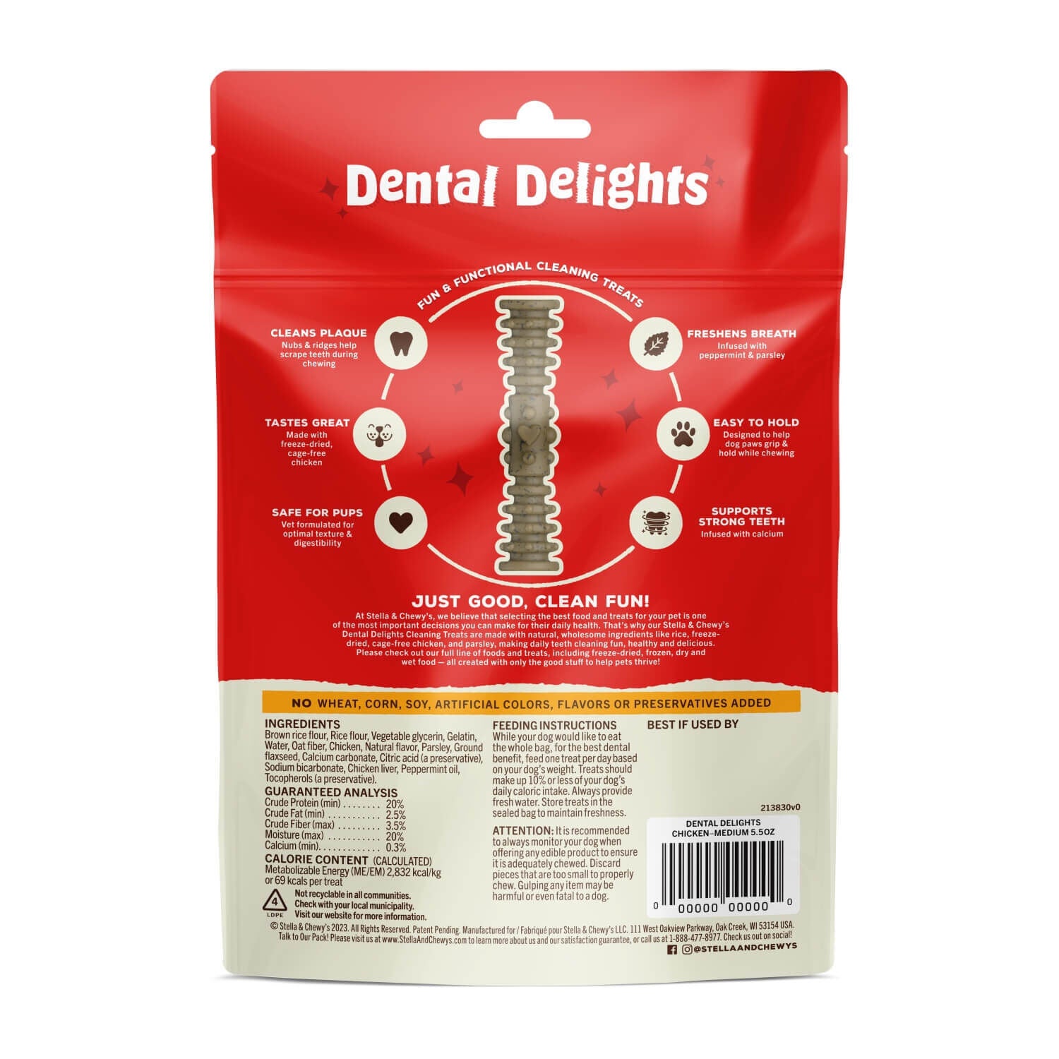 Stella & Chewy's Dental Delights Dog Treats, Medium, 7 Count