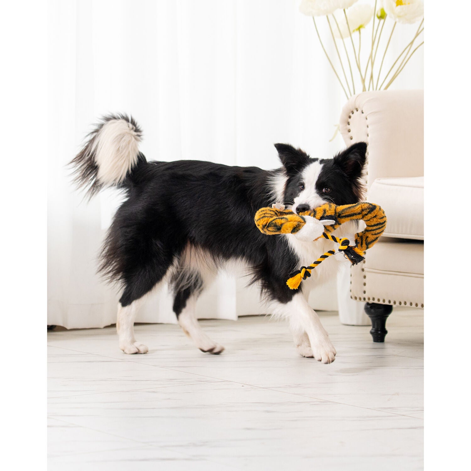 Territory Tiger Loopy Squeak & Tug Plush Dog Toy, 20"