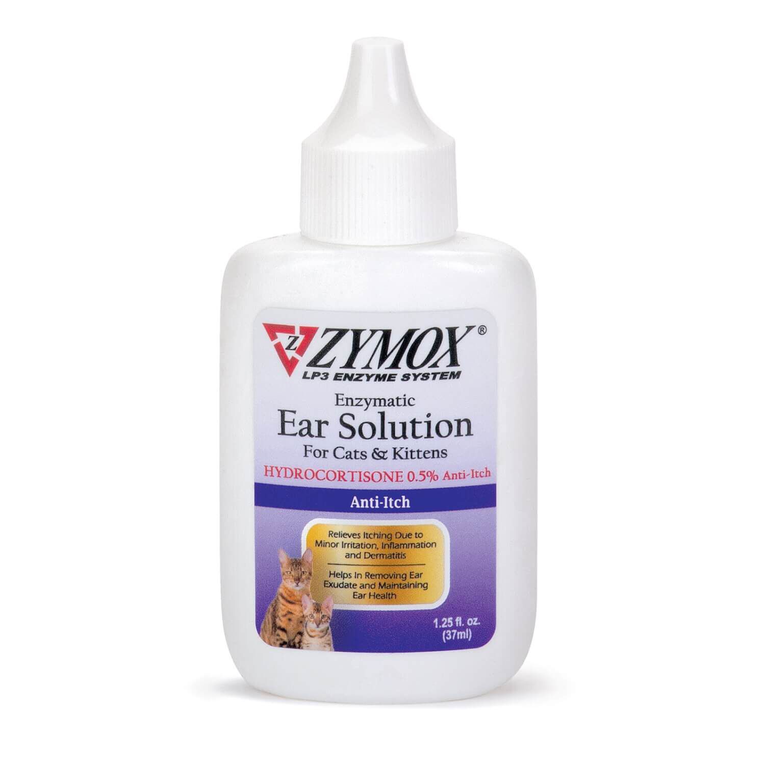Zymox Ear Solution With 0.5% Hydrocortisone For Cats & Kittens, 1.25-Oz