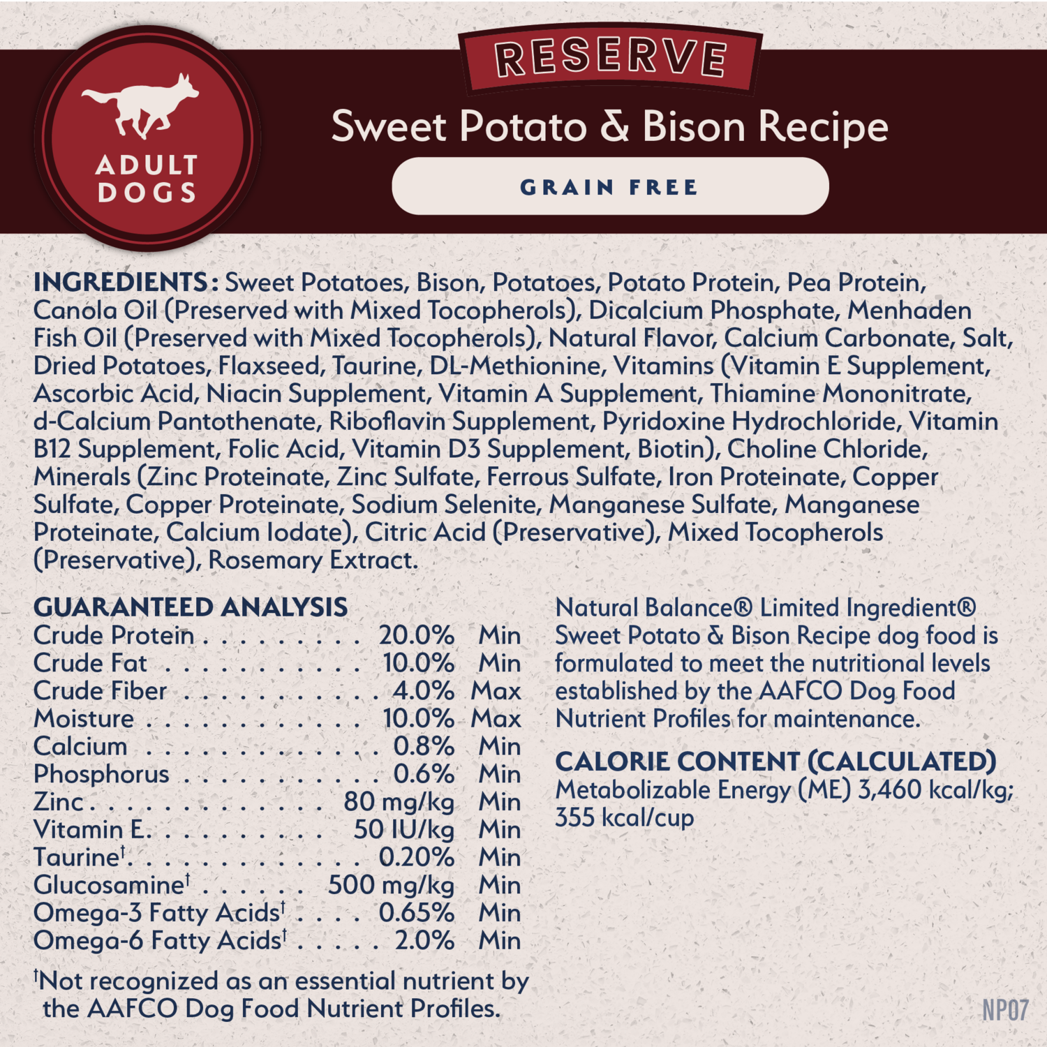 Natural Balance Limited Ingredient Reserve Grain Free Dry Dog Food, Sweet Potato & Bison Recipe, 22-Lb Bag