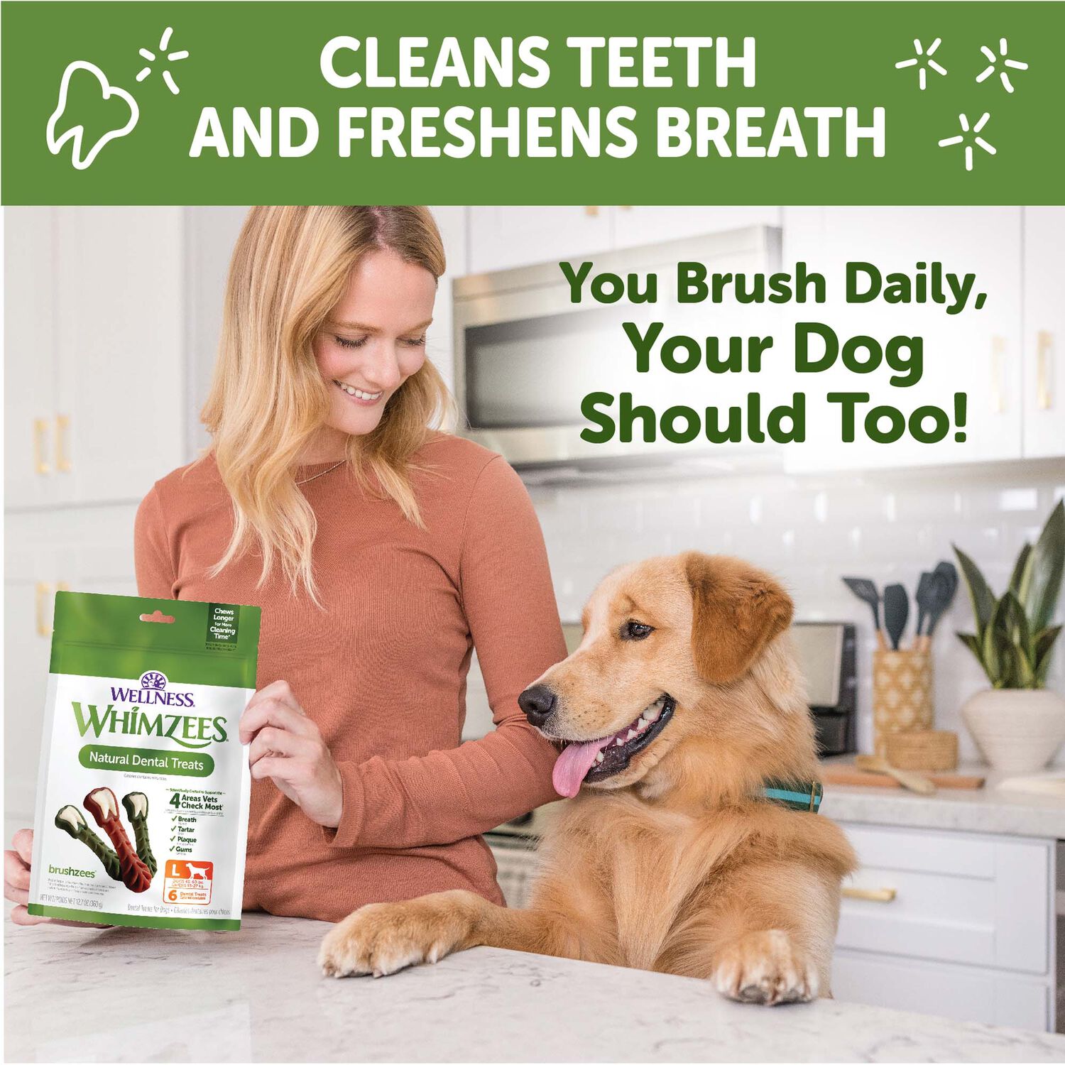 Whimzees By Wellness Natural Dental Chews Dog Treats, Large, 24 Count