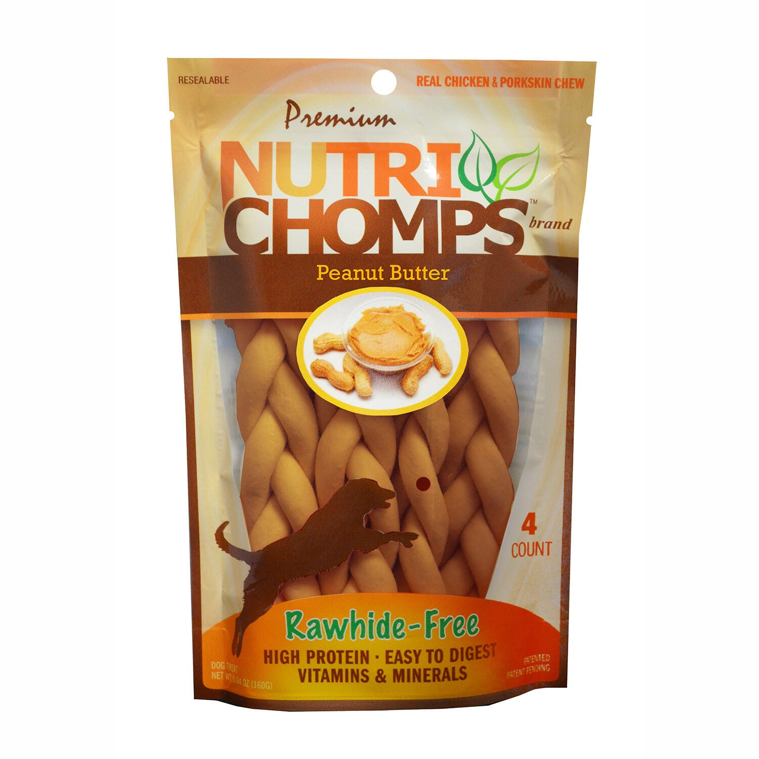 Nutri Chomps Peanut Butter Flavor Braids Dog Treat