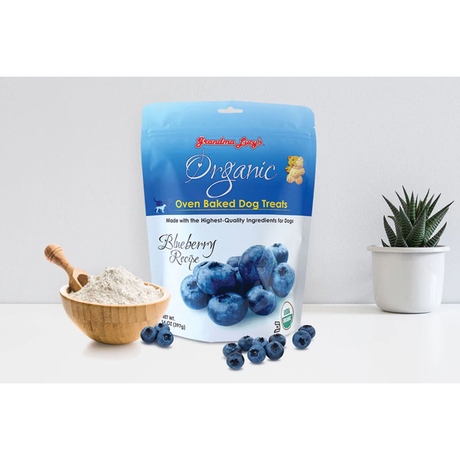 Grandma Lucys Organic Baked Dog Treats, Blueberry - 14-Oz Bag