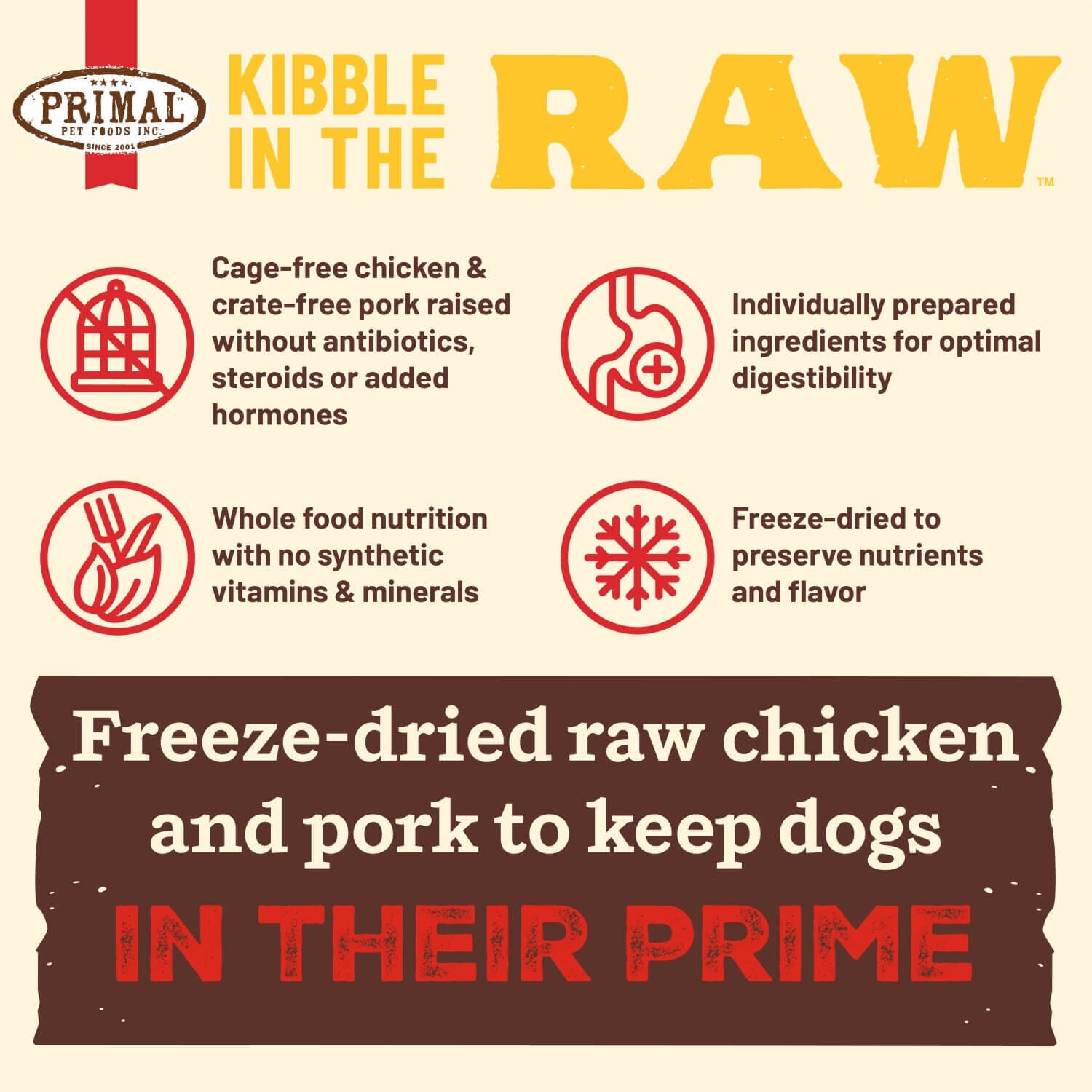 Primal Kibble In The Raw Puppy Recipe Freeze Dried Dog Food, 9-Lb Bag