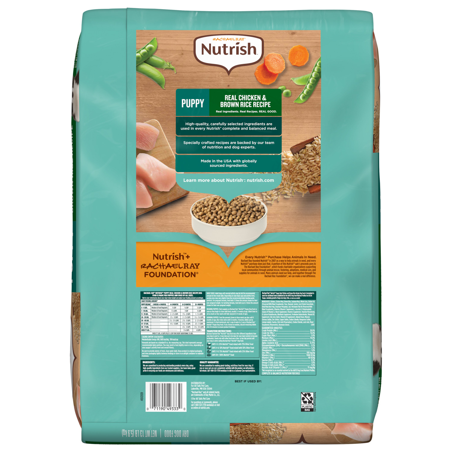 Rachael Ray Nutrish&trade; Puppy Real Chicken & Brown Rice Recipe Whole Health Blend Dry Dog Food, 13-Lb