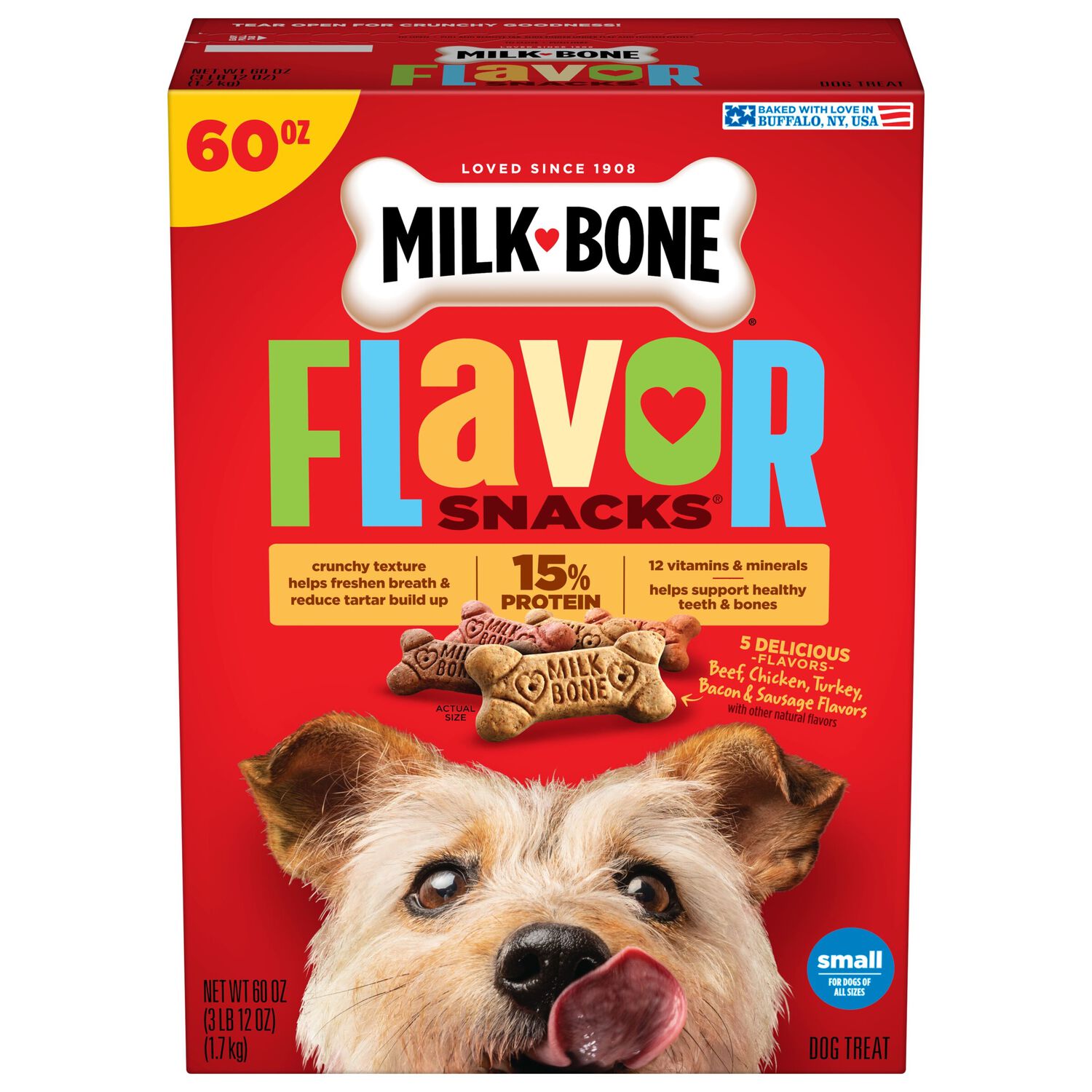 Milk-Bone Flavor Snacks Small Crunchy Dog Biscuits, 60-Oz Box