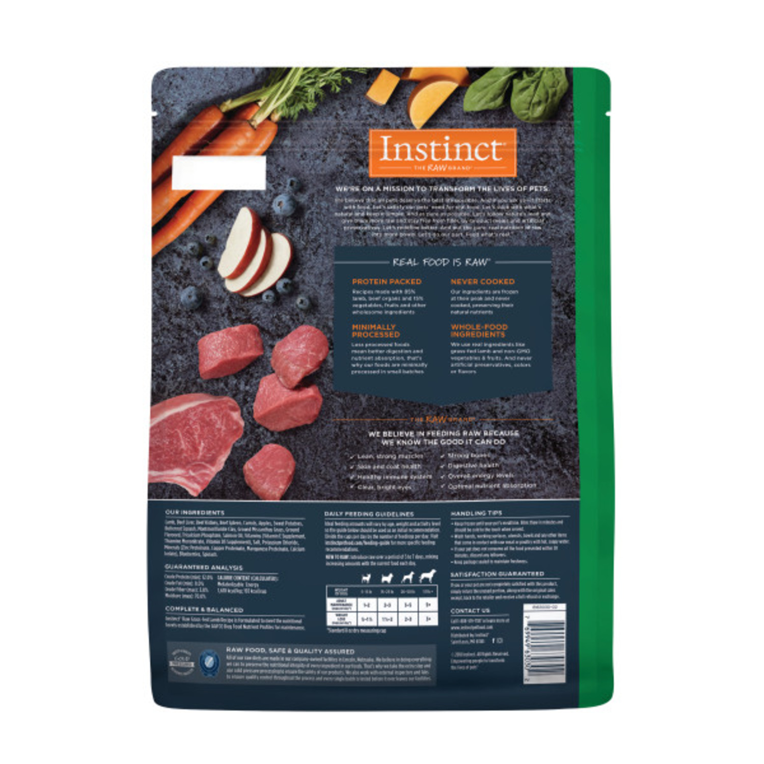 Instinct Raw Grass-Fed Lamb Bites Frozen Dog Food, 5.4Lb