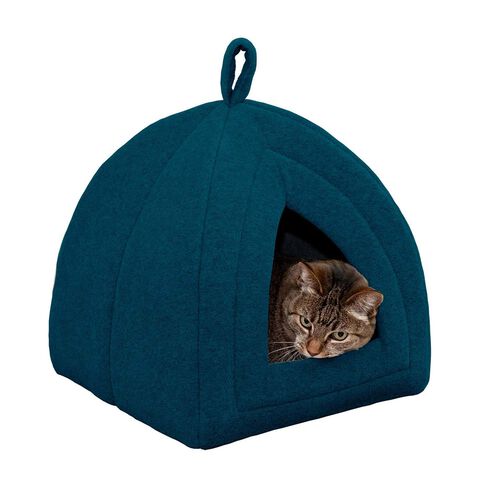 Furhaven Fleece Pet Tent Dog & Cat Bed - Lagoon Blue