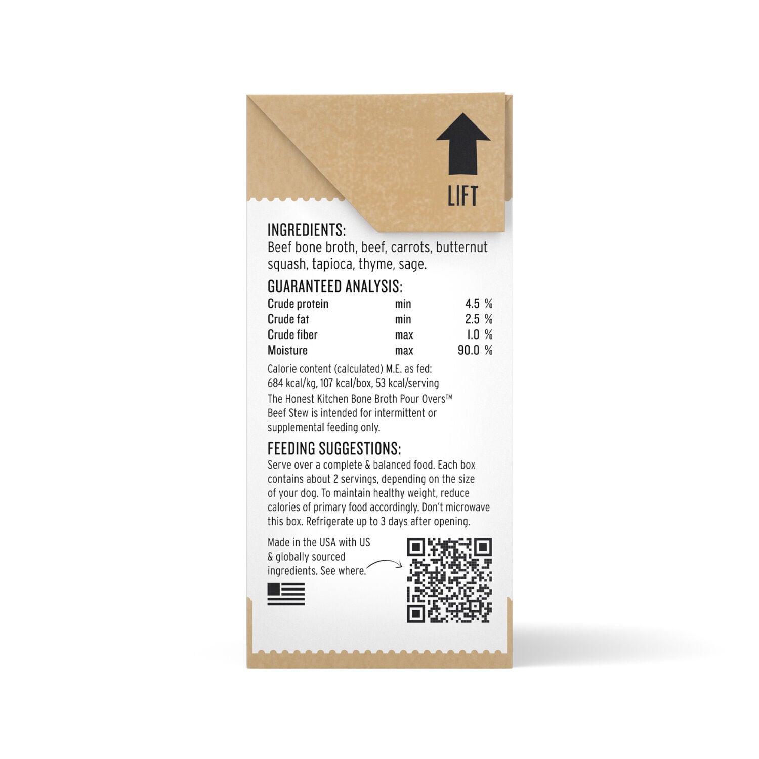 The Honest Kitchen Grain-Free Bone Broth Pour Overs Beef Stew Dog Food Topper, 5.5-Oz Pack Of 12