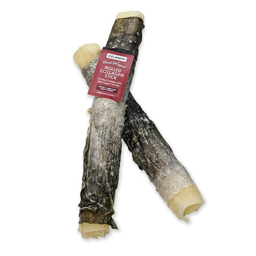 Icelandic+ Beef Rolled Collagen Stick Wrapped With Wild Caught Cod Skin Dog Treat For Medium To Large Dogs