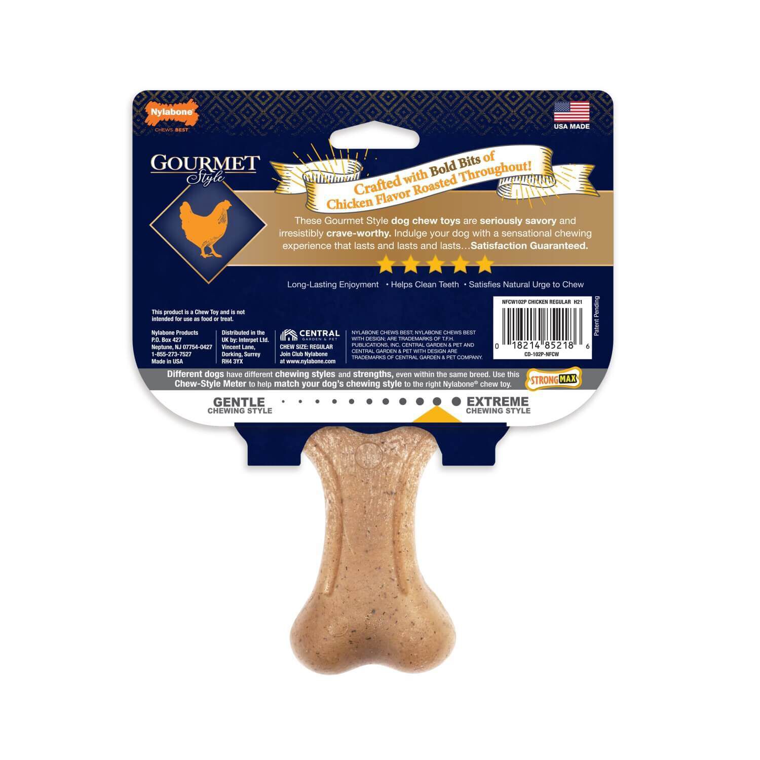 Nylabone Gourmet Style Strong Chew Wishbone Dog Toy - Chicken Flavor