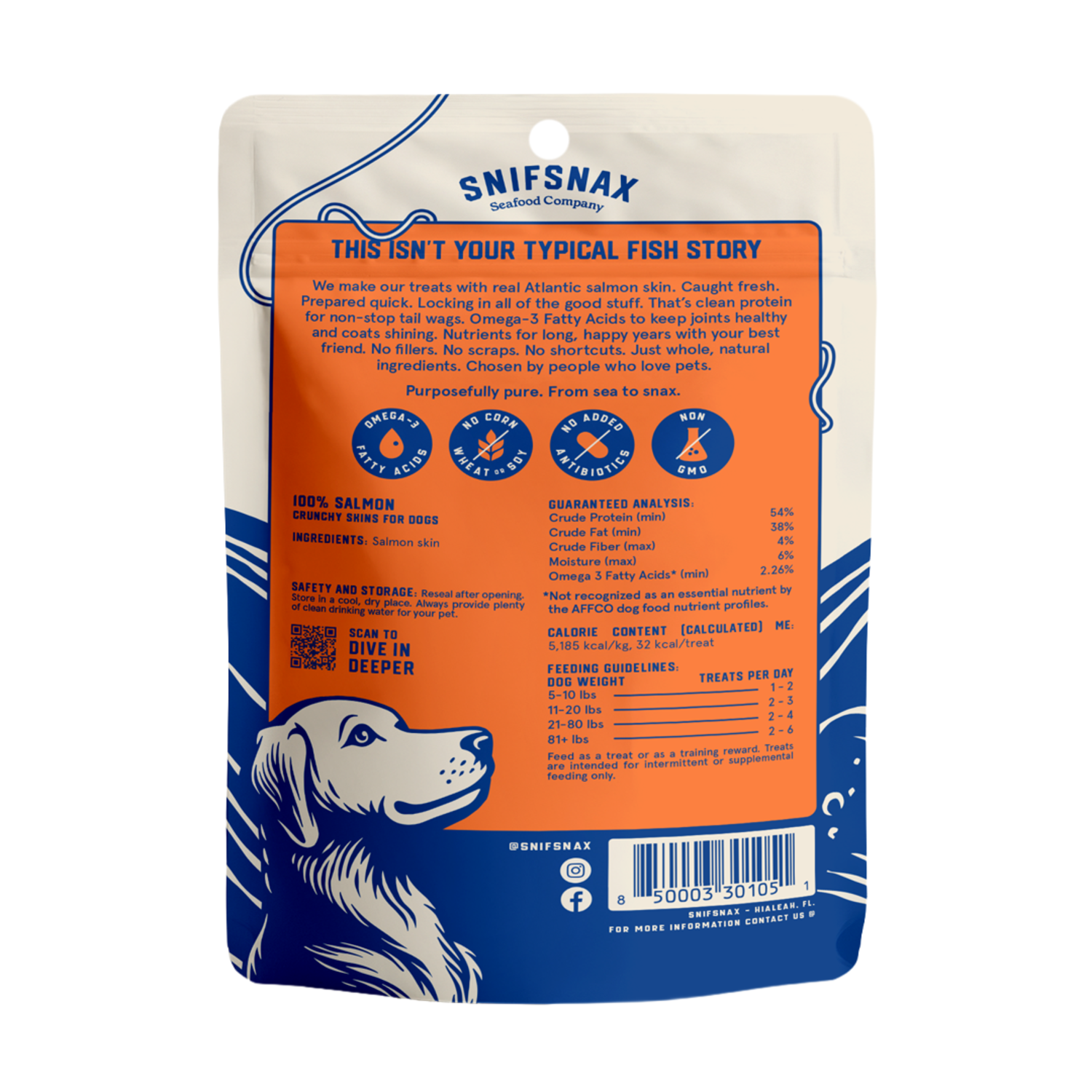 Snif Snax Smoked Salmon Skin Single Ingredient Crunchy Dog Treats, 1.5-Oz Bag