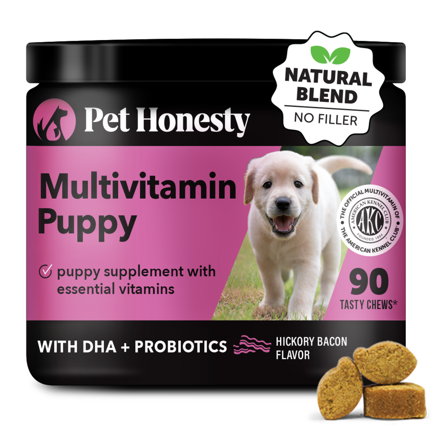 Pet Honesty Puppy Multivitamin Dog Supplement Chews, Bacon Flavor, 90-Count