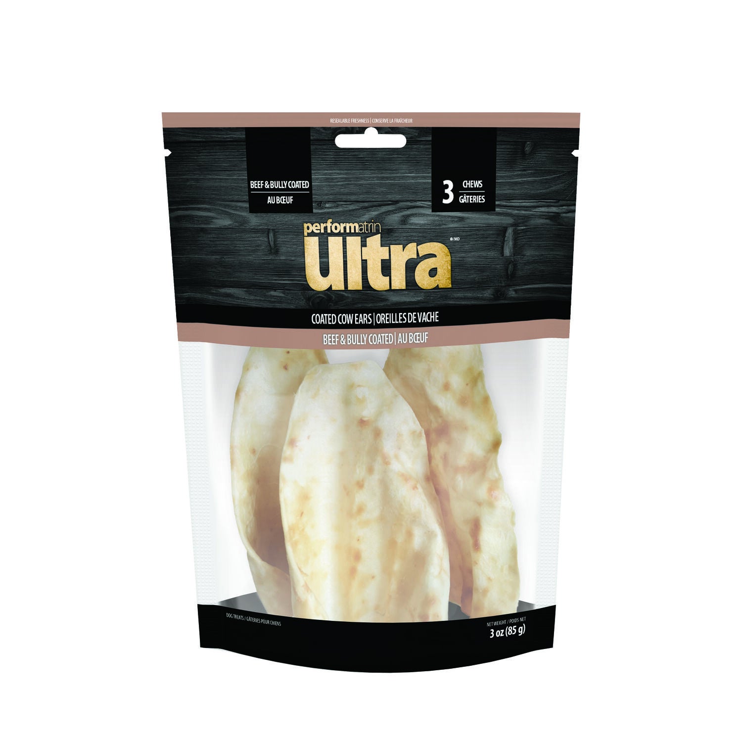 Performatrin Ultra Beef Coated Cow Ears Natural Dog Treats, 3 Pack